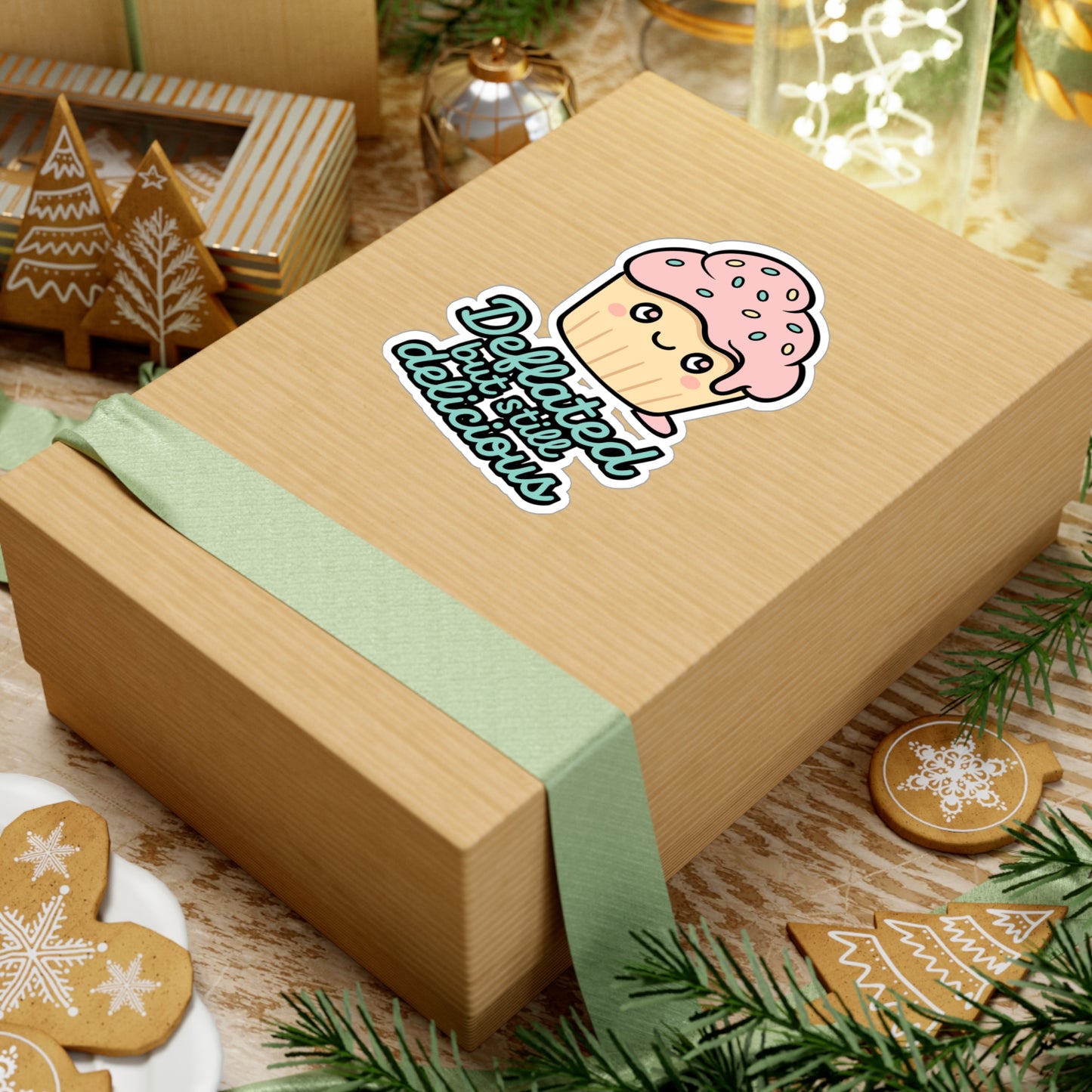 Cupcake Sticker – Deflated But Still Delicious Decals for Laptop, Water Bottle – Sweet Vinyl, Waterproof Cupcake Design