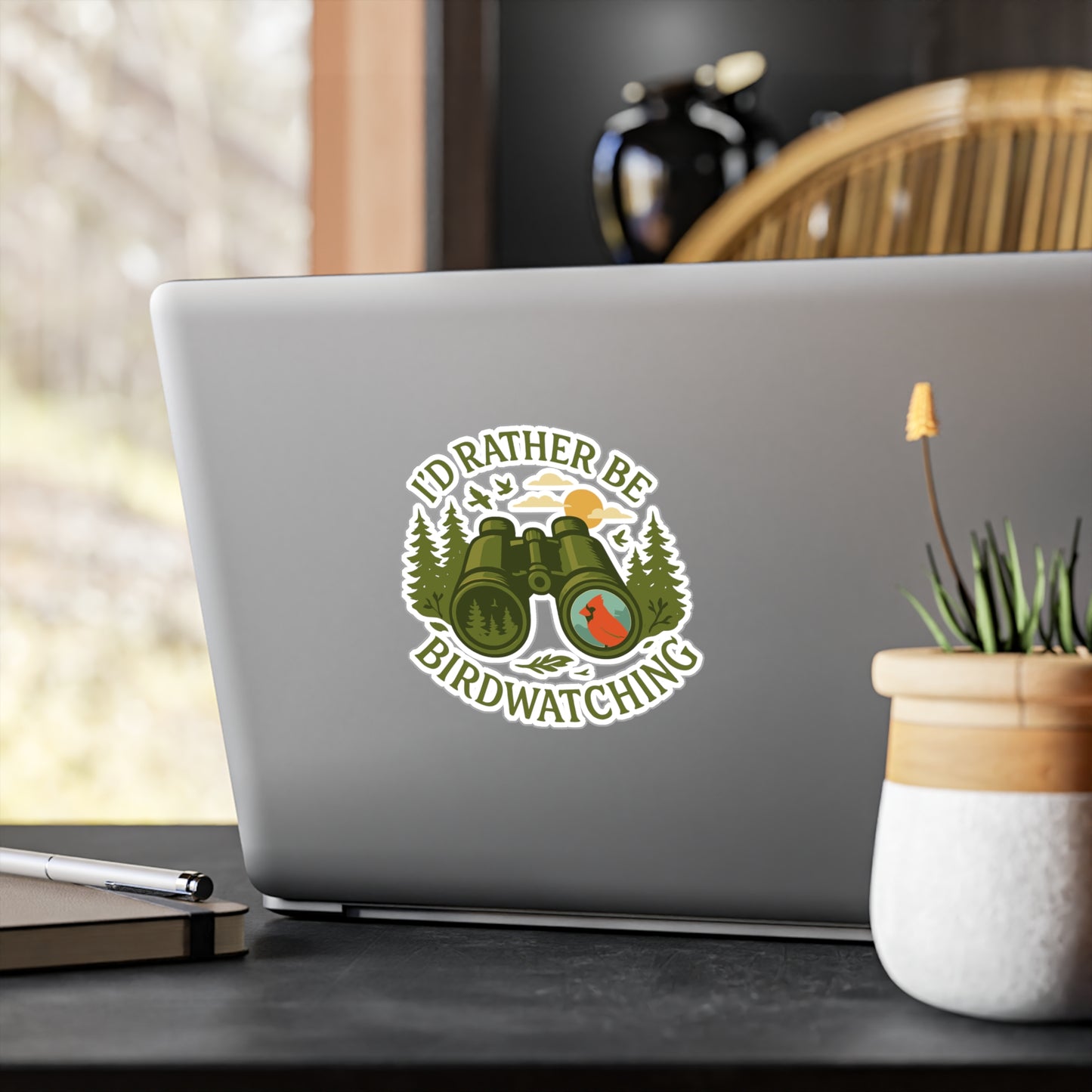 Birdwatcher Sticker – "I'd Rather Be Birdwatching" Decals for Laptop or Water Bottle, Waterproof Vinyl Gift for Bird Nerd, Bird Mom, Binocular Fans