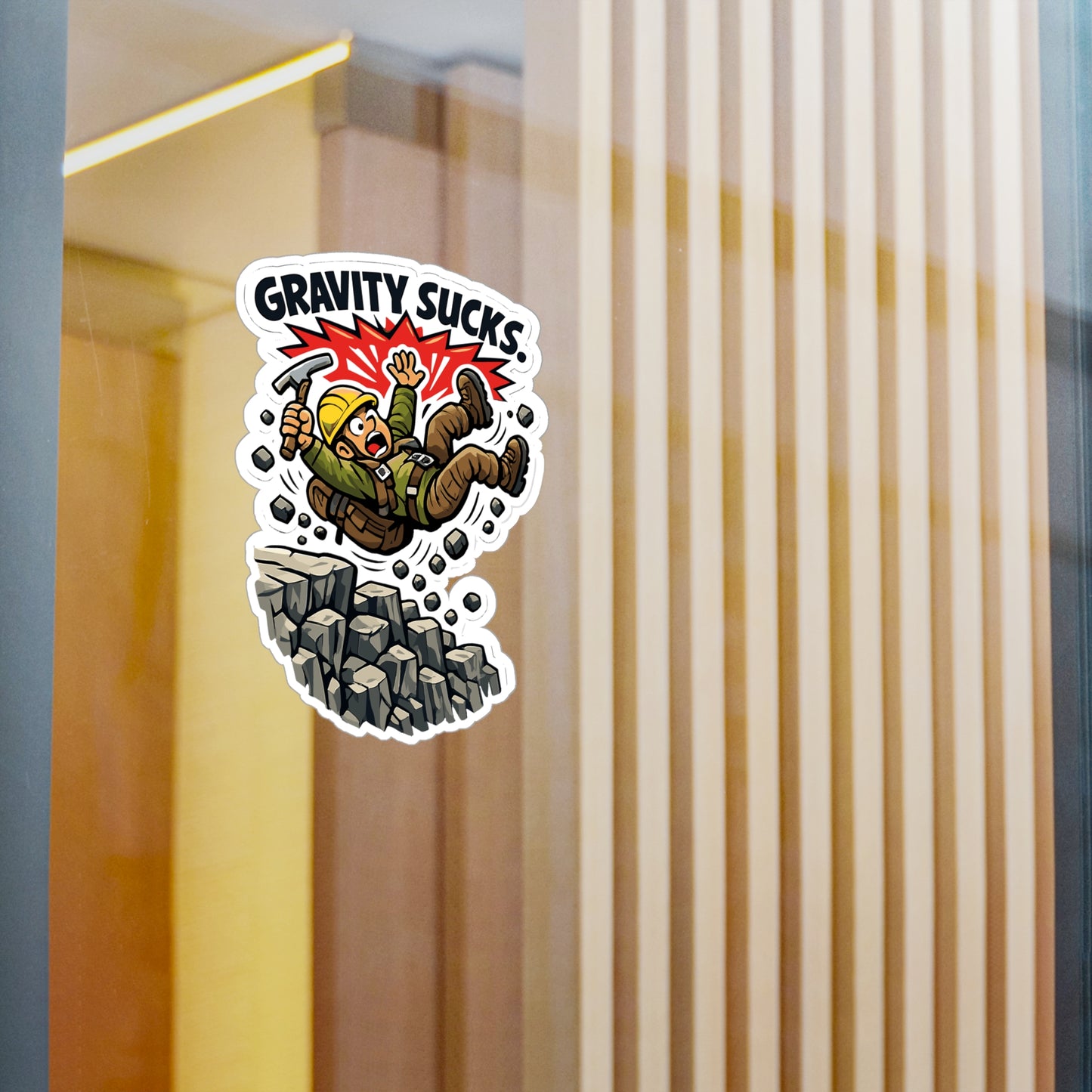 Geologie Sticker “Gravity sucks.” Funny geology decals for laptop, water bottle, waterproof vinyl with rocks, minerals, tectonics theme