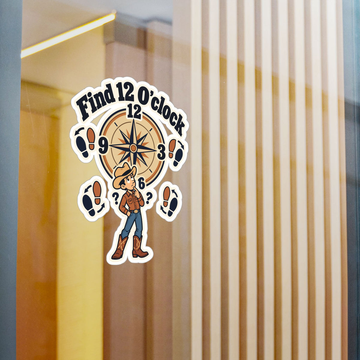 Line Dance Sticker - Find 12 O’clock Design for Country-Life Dancers, Western Decals for Laptop or Water Bottle