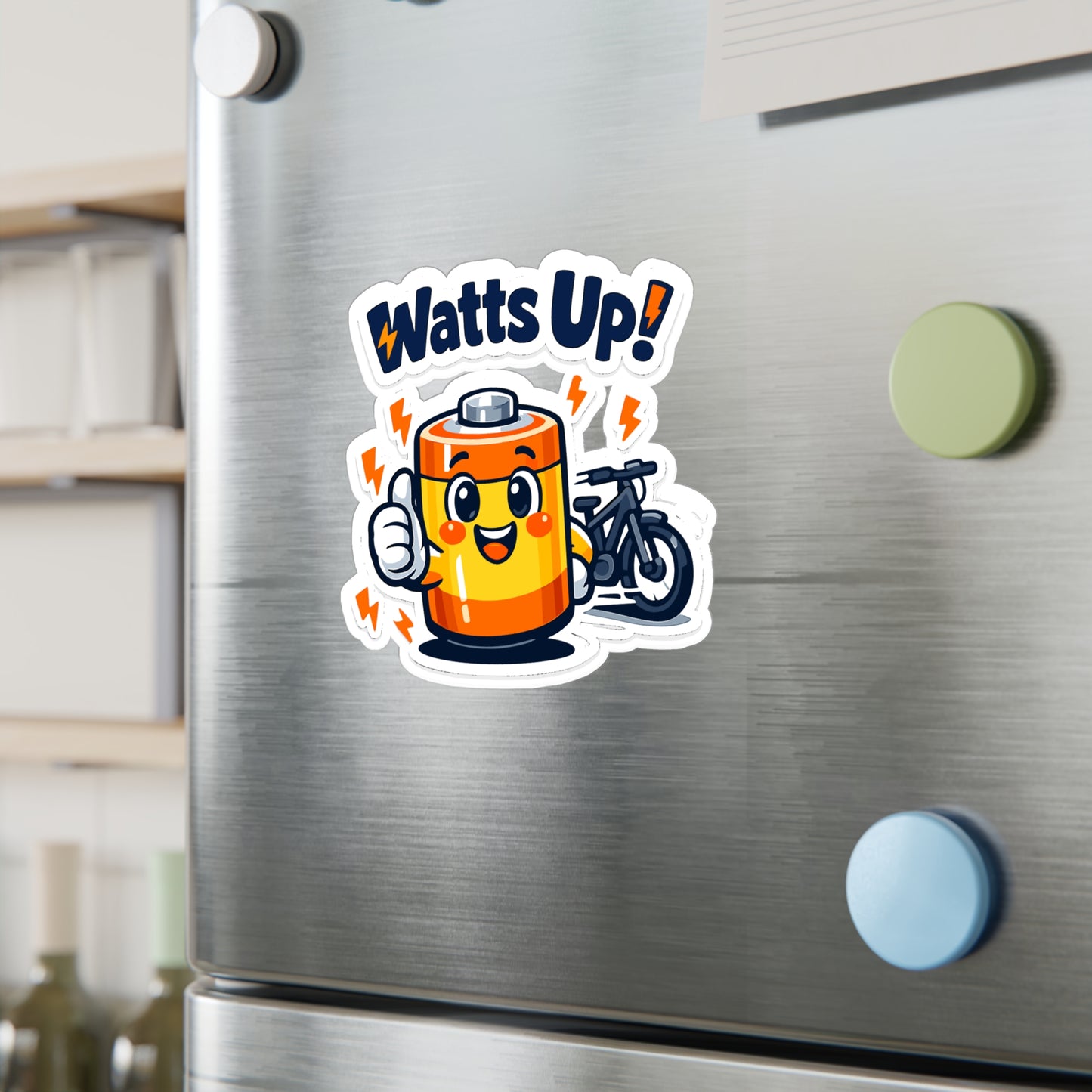 E-Bike Sticker "Watts Up!" Funny Electric Bike Decals for E Cycling, E Cyclist – Waterproof Vinyl for Laptop, Water Bottle
