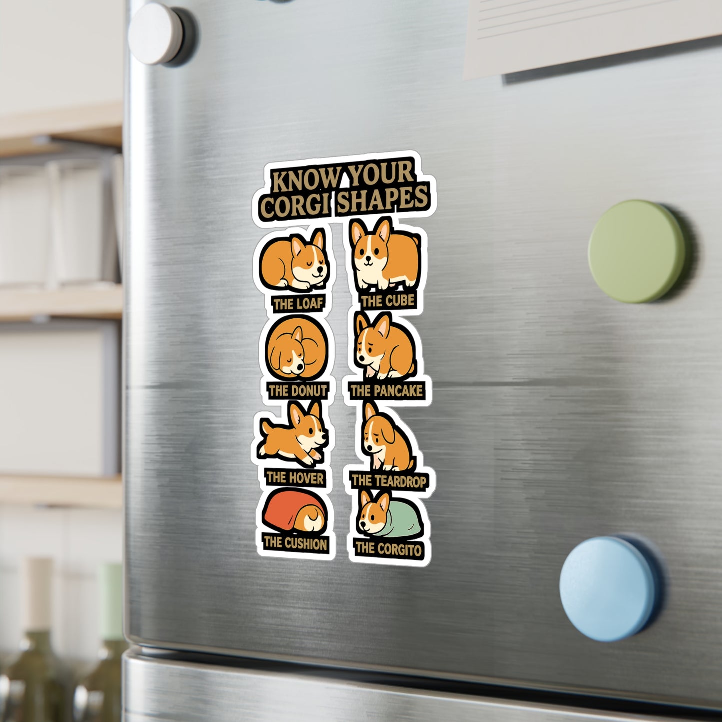 Know Your Corgi Shapes - Corgi Sticker for Laptop, Water Bottle, Dog Lovers Gift, Cute Pet Owner Accessory