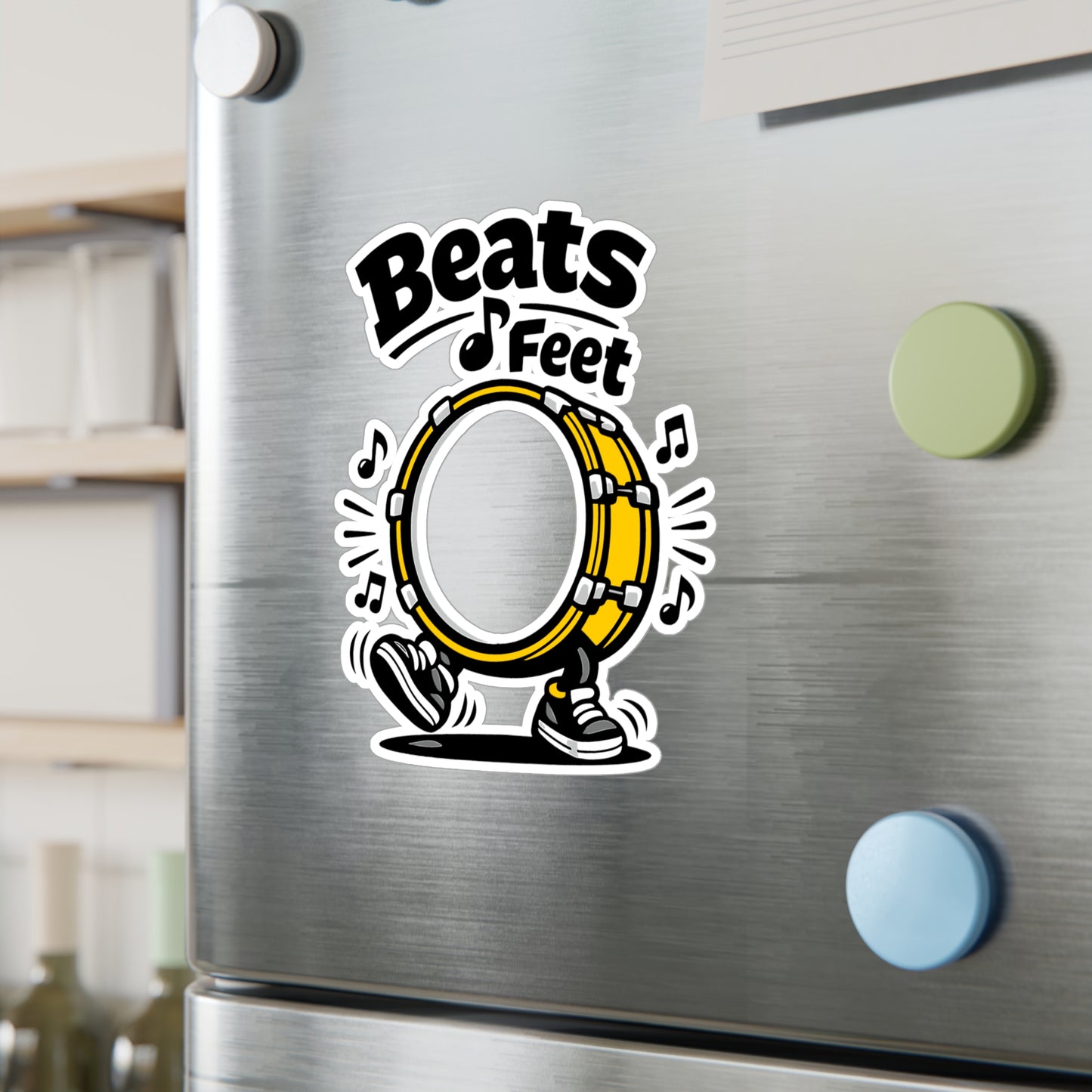 Marching Band Sticker "Beats & Feet" Waterproof Vinyl Sticker Decals for Laptop Water Bottle, Drummer Band Director Mellophone Gift