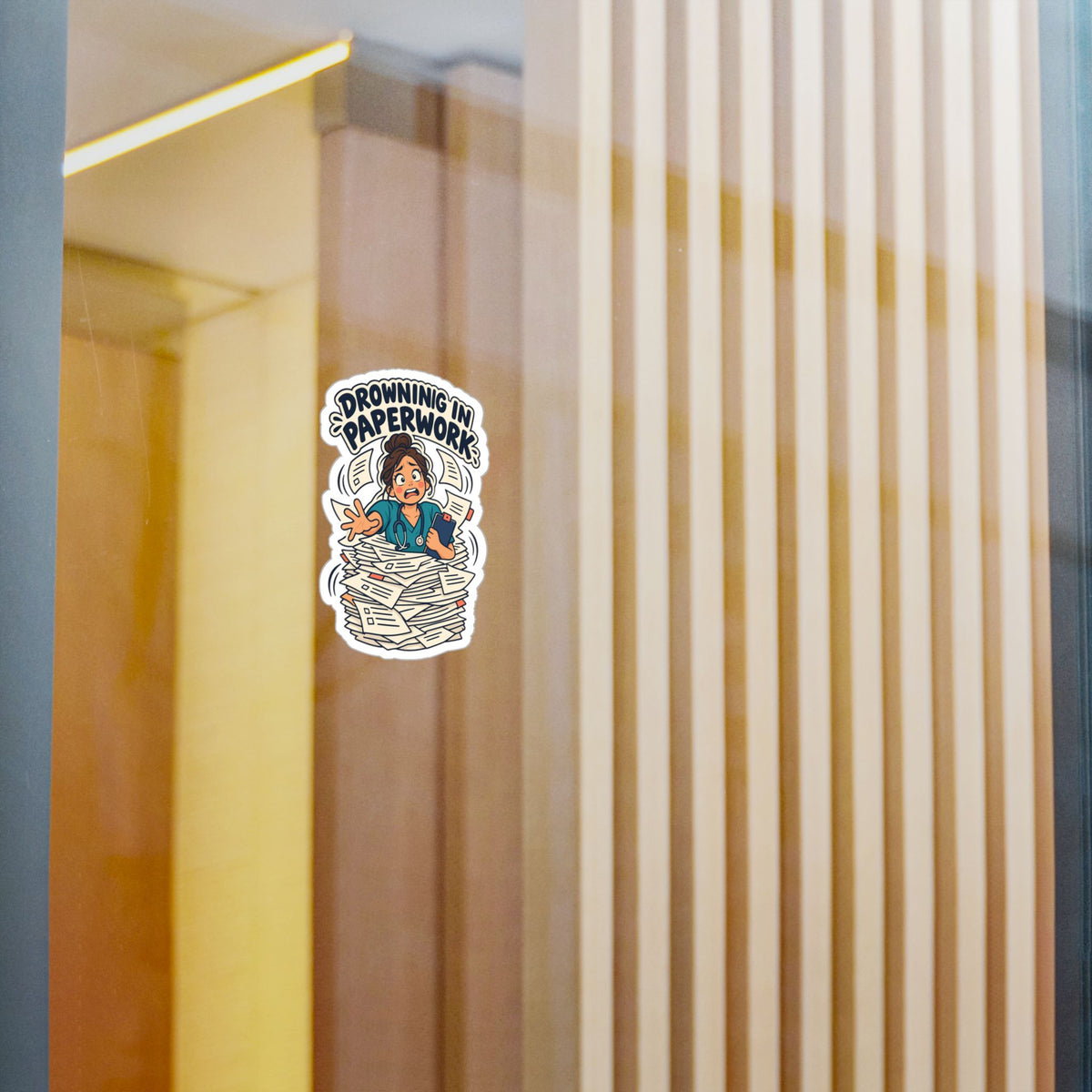 Nurse Sticker “Drowning in Paperwork” Nursing Student Vinyl Decals for Laptop, Water Bottle, Waterproof