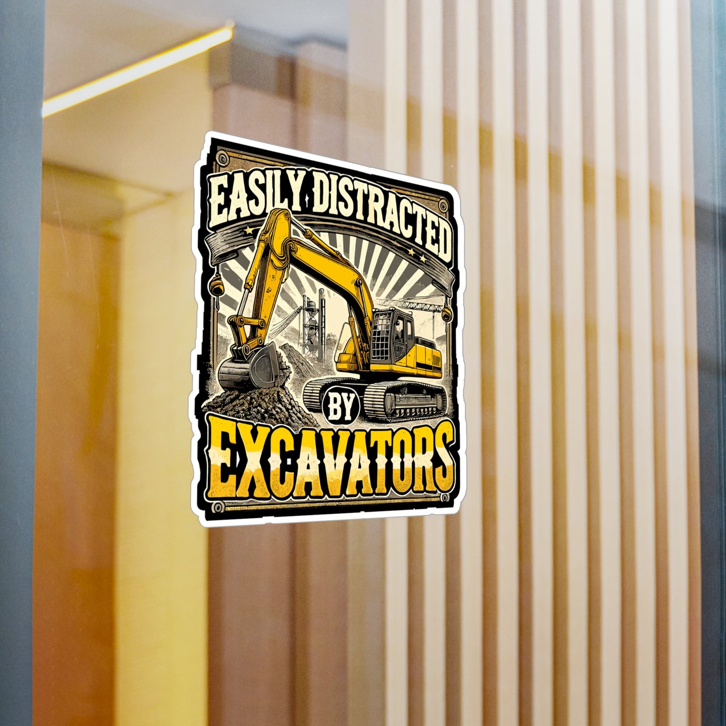 Easily Distracted By Excavators - Excavator Sticker for Laptop Sticker. Water Bottle Sticker, Vinyl Construction Decal - Excavator Gift