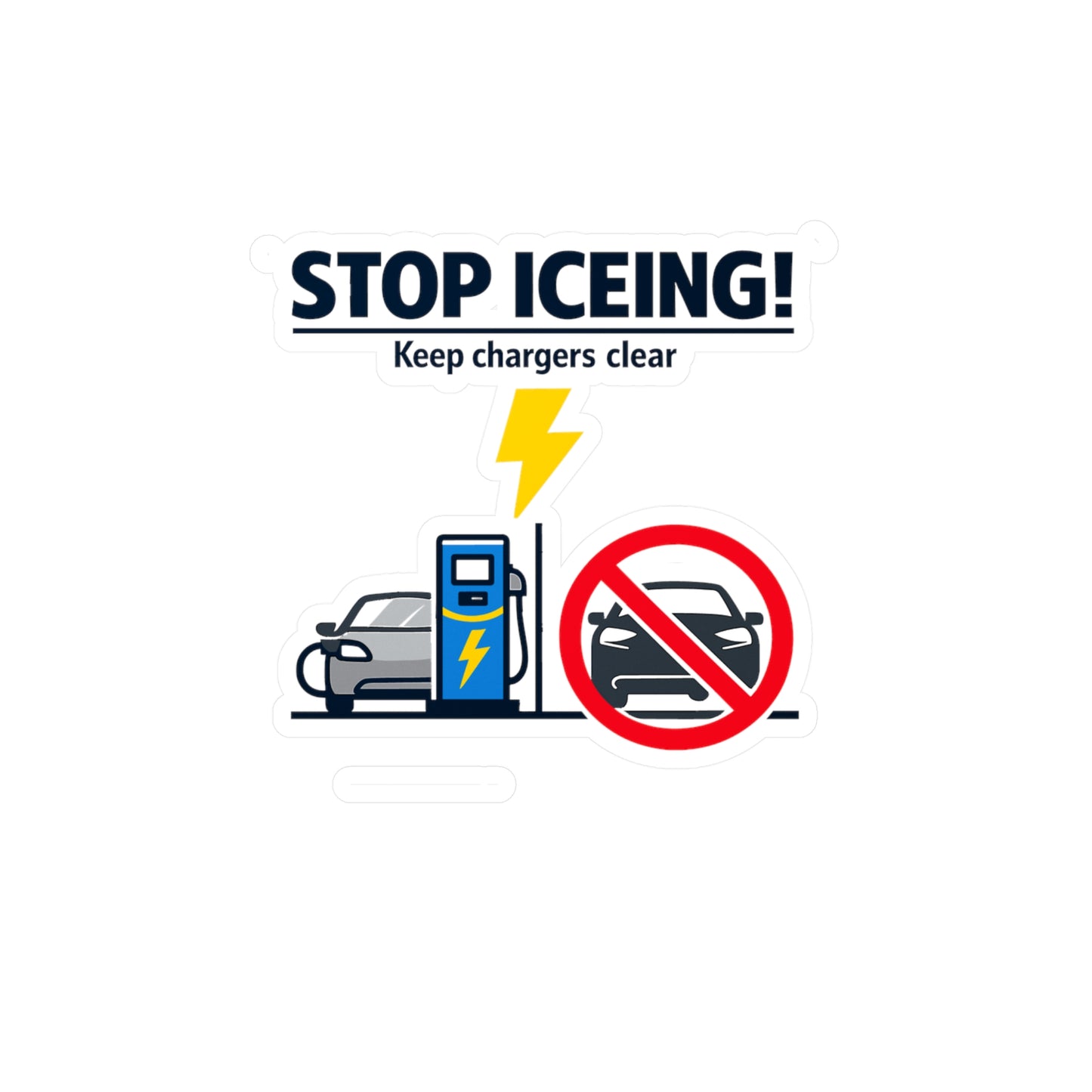 Electric Car Sticker "Stop ICEing!" Waterproof Vinyl sticker decals for electric vehicle, rechargeable battery, Laptop, Water Bottle