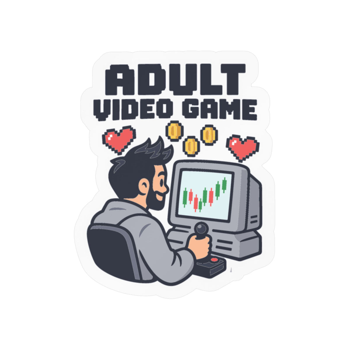 Day Trading Sticker - Adult Video Game Design for the Stock Market and Forex Trader, Laptop and Water Bottle Decals