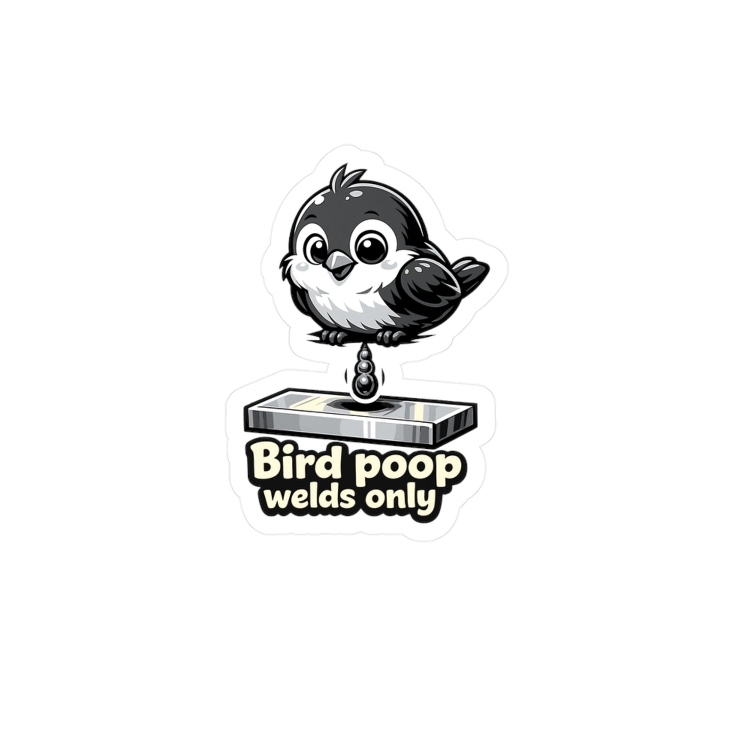 Welder Sticker "Bird poop welds only" Funny Welding Decals for Fabricator, Arc Welding Humor, Waterproof Vinyl for Laptop, Water Bottle