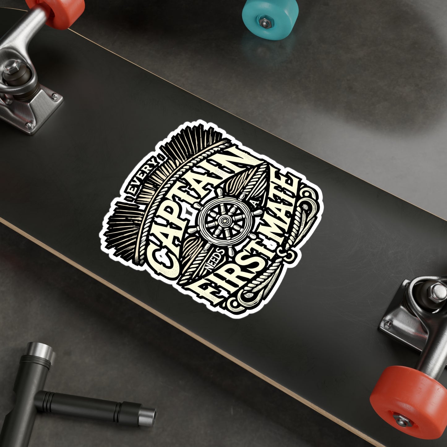 Every Captain Needs A First Mate – Sailing Sticker for Laptop or Water Bottle | Nautical Vinyl Decal, Boating Gift