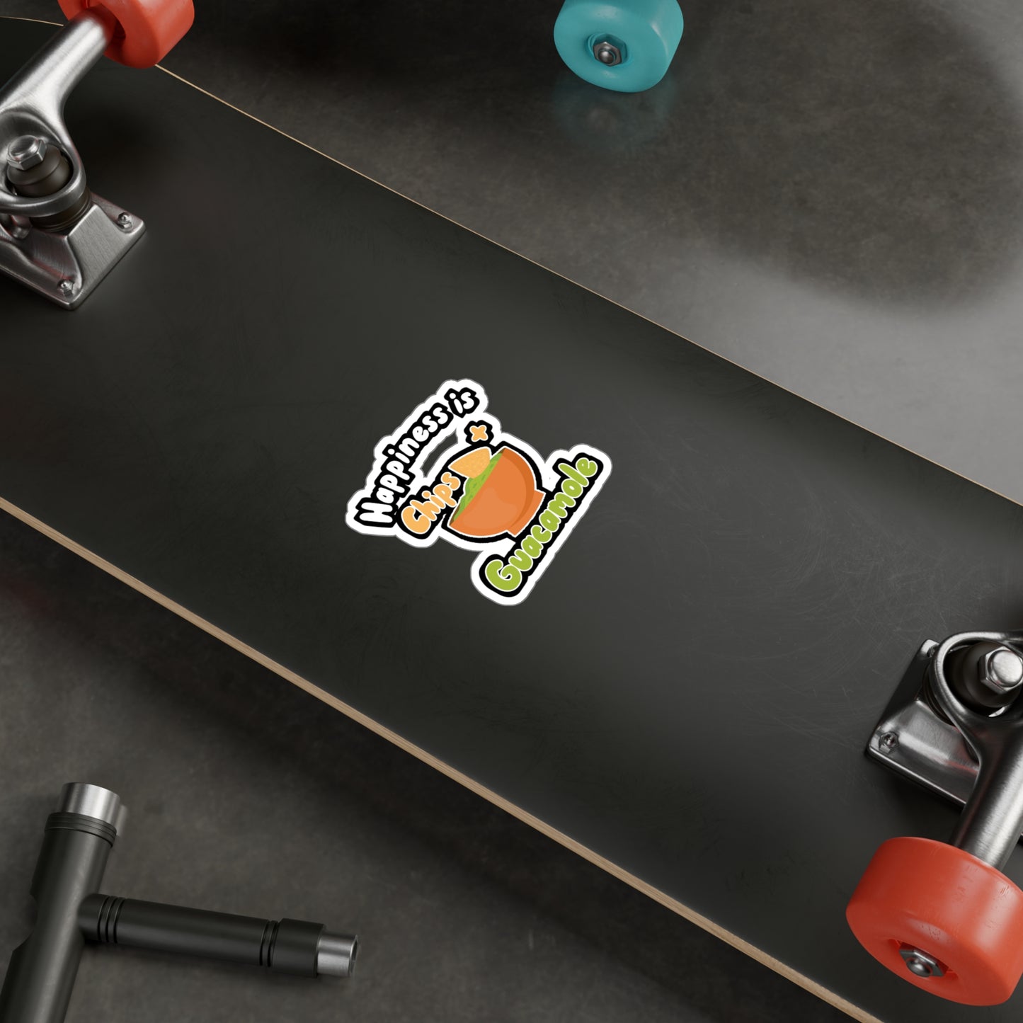 Happiness is Chips + Guacamole - Avocado Sticker for Wall, Laptop, Window, Truck, Car Avocado Gift Vinyl Food Decal Sticker