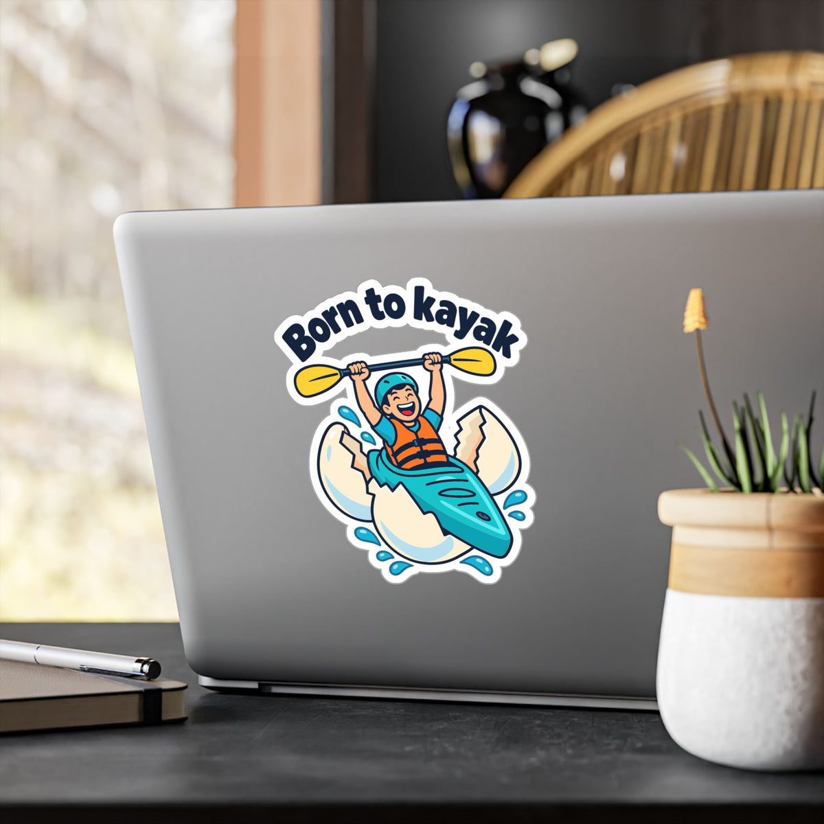 Kayak Sticker - Born to Kayak Decals for Kayaking and Rowing Enthusiasts, Kayaker Design for Laptop or Water Bottle