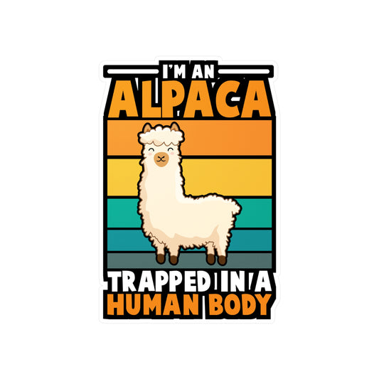 I'm an Alpaca Trappped In A Human Body - Alpaca Sticker for Laptop Sticker. Water Bottle Sticker, Vinyl Alpacas Decal - Alpaca Gift