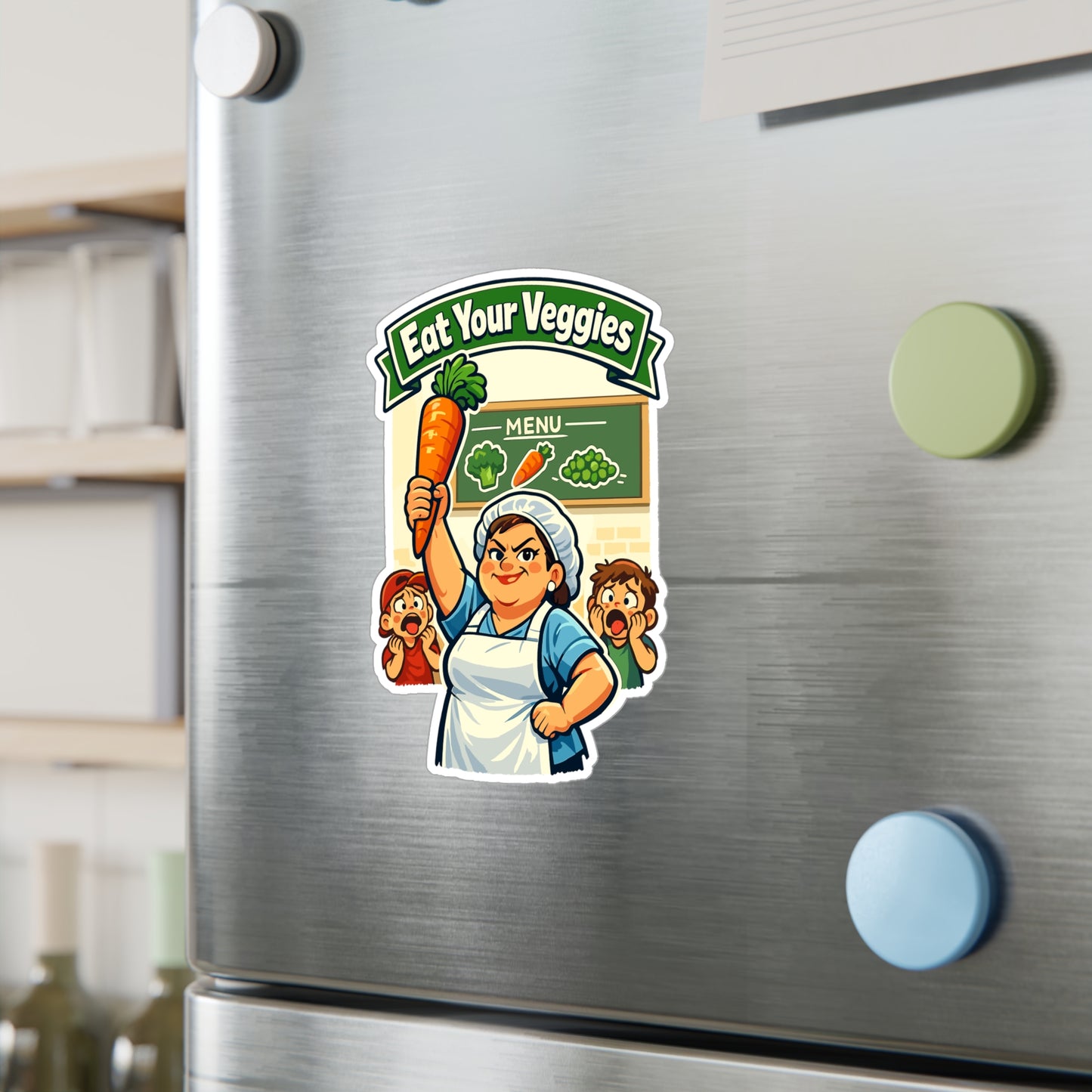 Lunch Lady Sticker Eat Your Veggies Funny School Canteen Vinyl Waterproof decals for Laptop Water Bottle