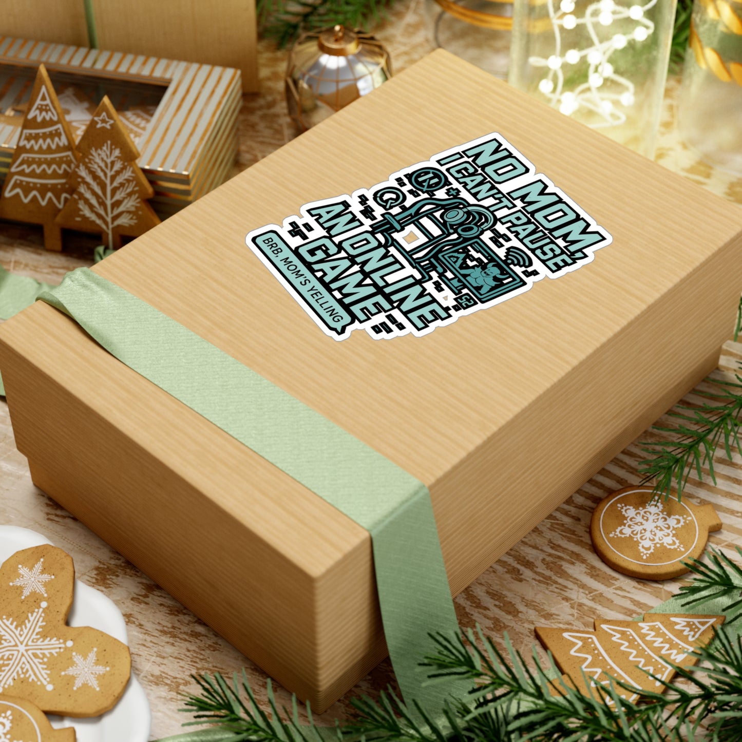 Gaming Sticker – "No Mom, I Can't Pause An Online Game" Vinyl Decals, Waterproof Gamer Accessory for Laptop, Water Bottle