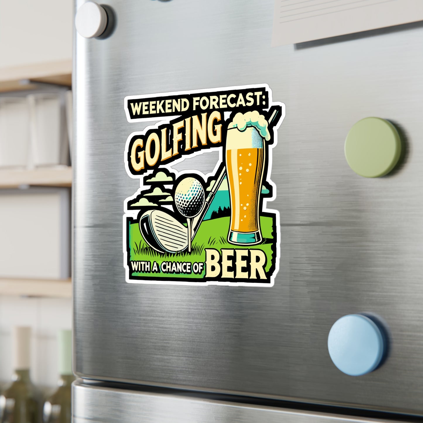 Weekend Forecast: Golfing With A Chance of Beer - Golf Sticker for Laptop Sticker. Water Bottle Sticker, Vinyl Beer Decal - Golf Gift