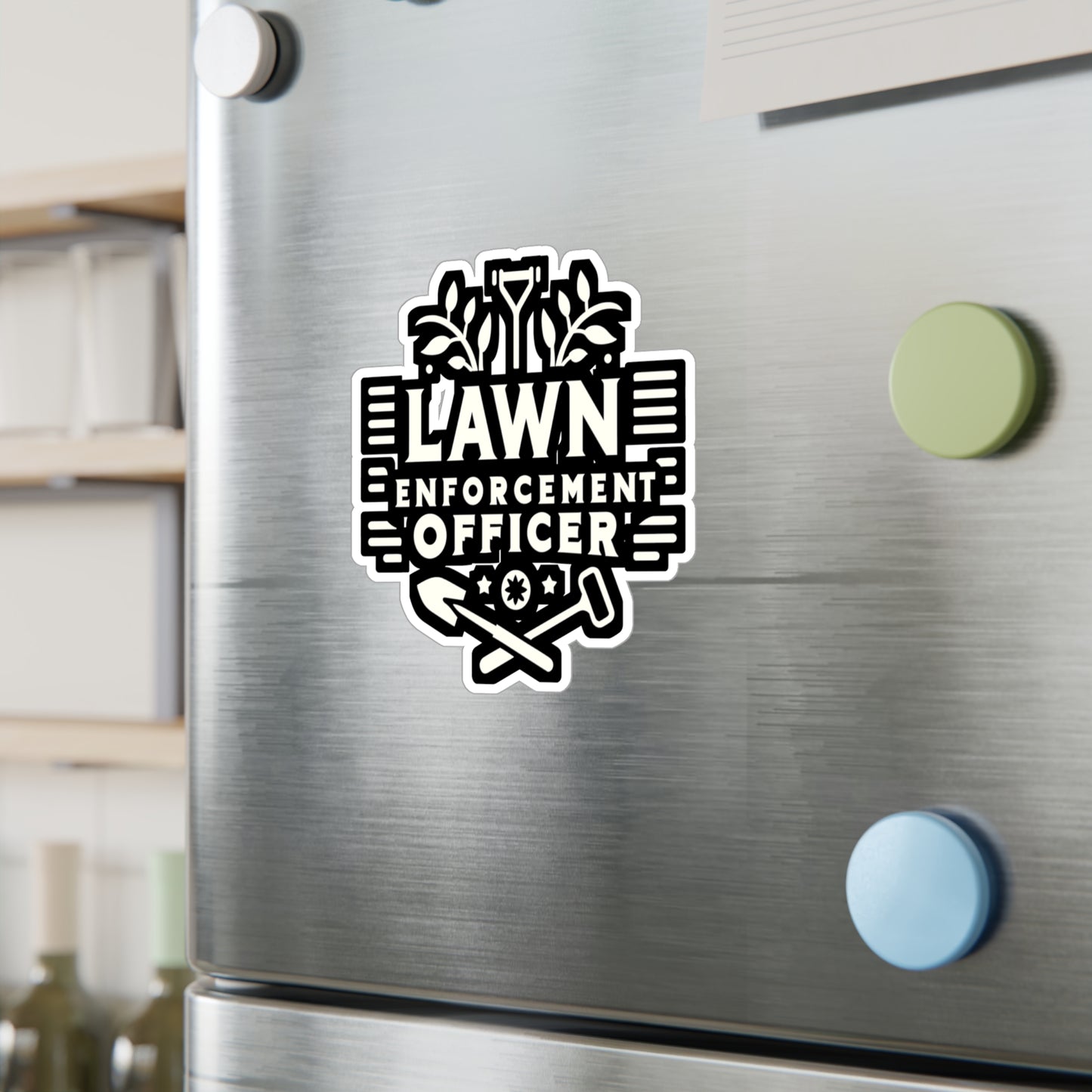 Lawn Enforcement Officer - Gardening Sticker for Laptop Sticker. Water Bottle Sticker, Vinyl Landscaper Decal - Gardening Gift