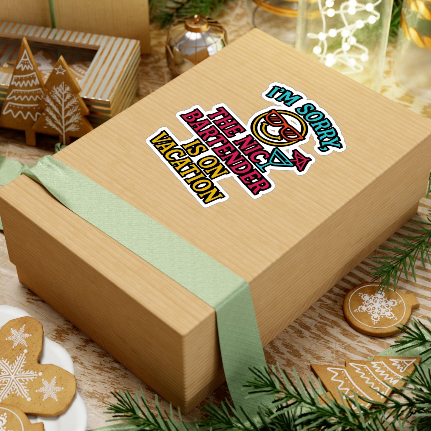 I'm Sorry The Nice Bartender Is On Vacation - Bartender Sticker for Laptop, Water Bottle, Funny Gift for Bar Staff & Cocktail Lovers