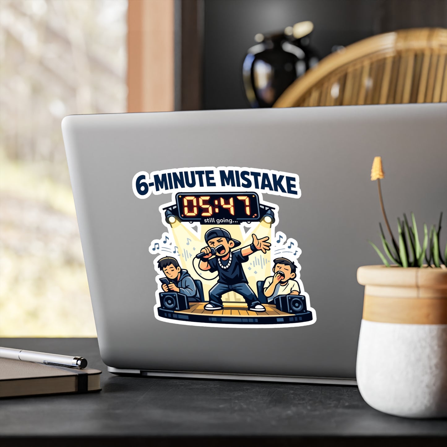Karaoke Sticker "6-minute mistake" Funny Decals for Laptop or Water Bottle, Waterproof Vinyl Music Beer Booze Design