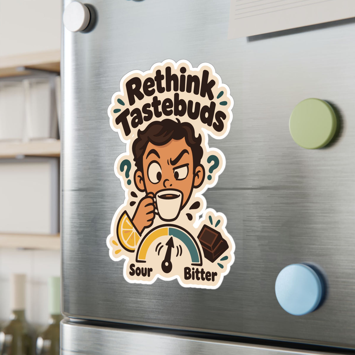 Espresso Sticker "Rethink Tastebuds" – Coffee Lover Decals for Your Grinder or Digital Scale