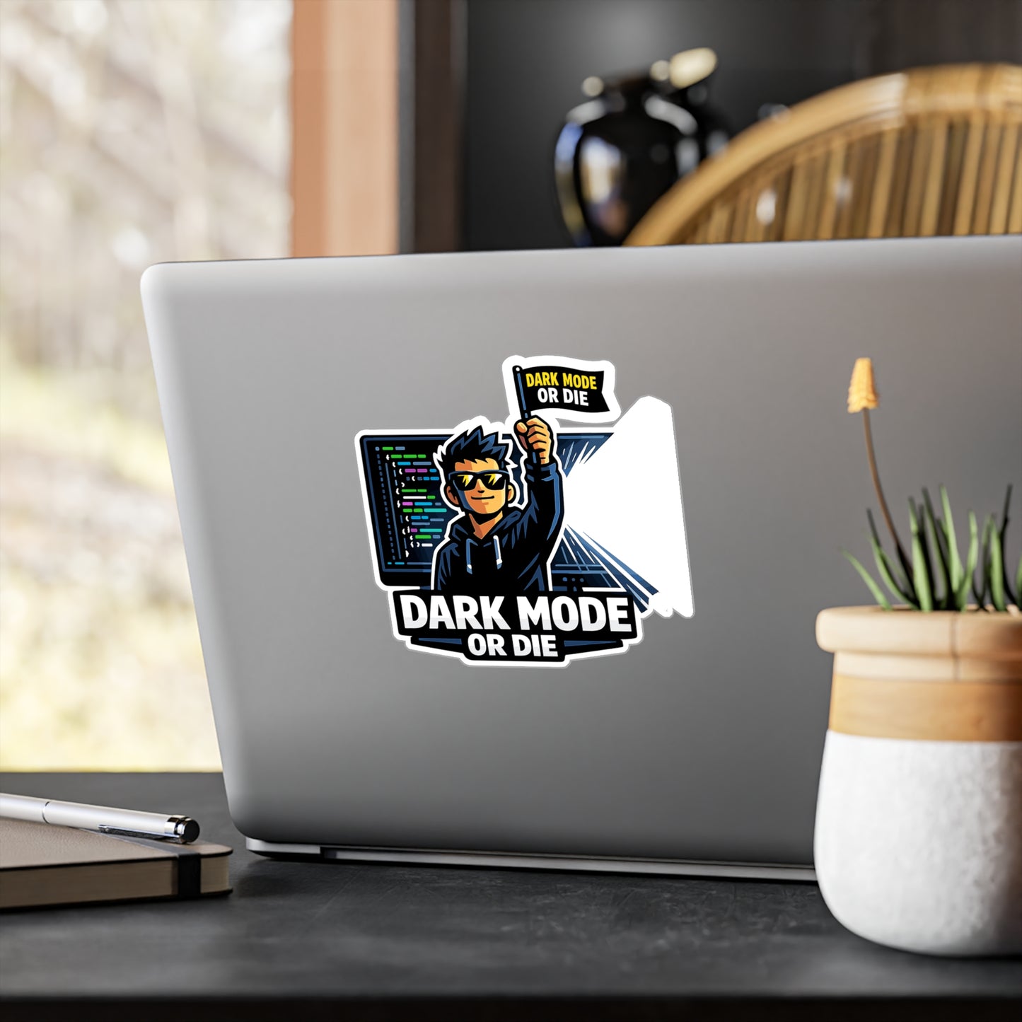 Coding Sticker Dark Mode or Die Programmer Humor Vinyl Waterproof sticker decals for Laptop, Water Bottle, Source Code Semicolon