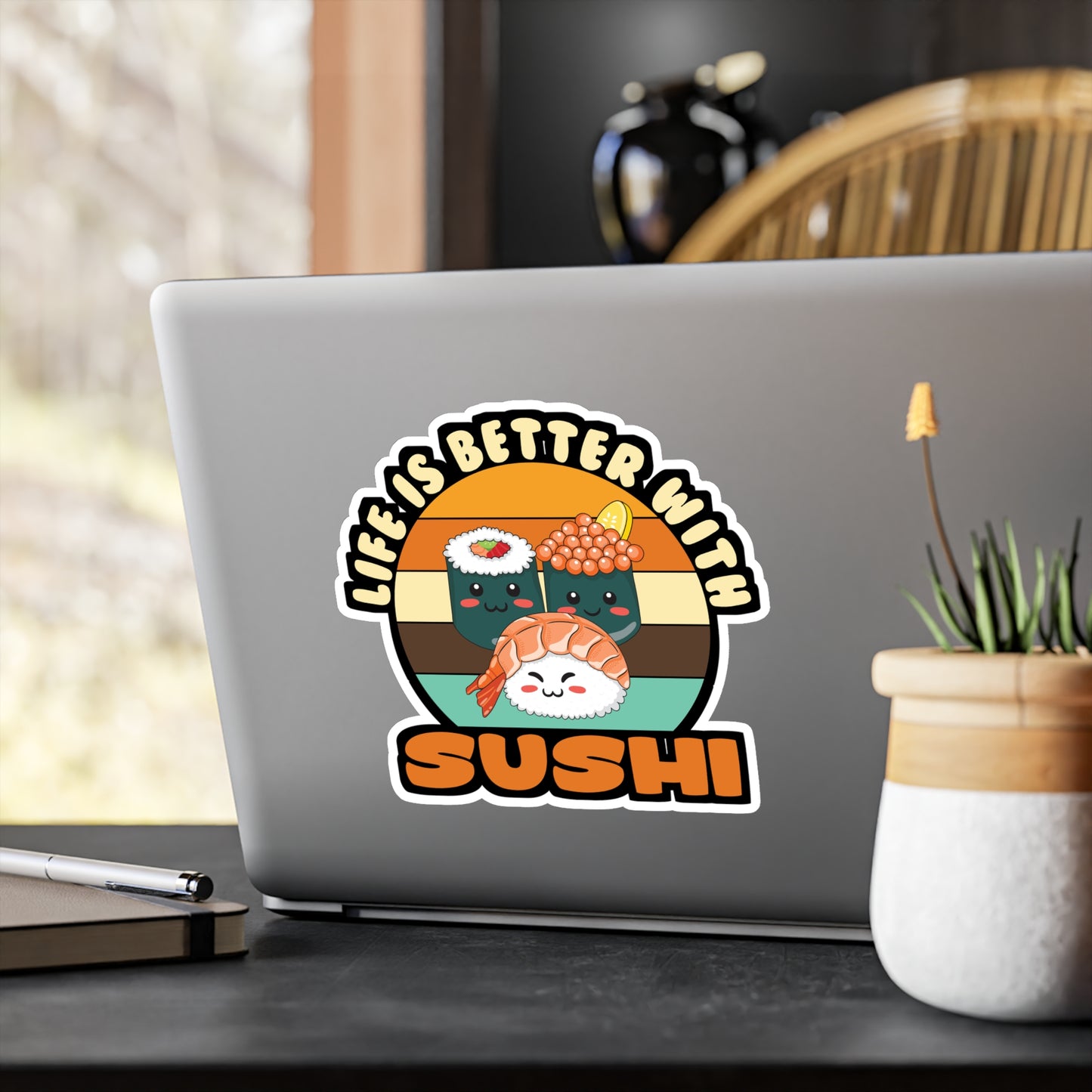 Life Is Better With Sushi - Japan Sticker for Laptop Sticker. Water Bottle Sticker, Vinyl Japanese Decal - Japan Gift
