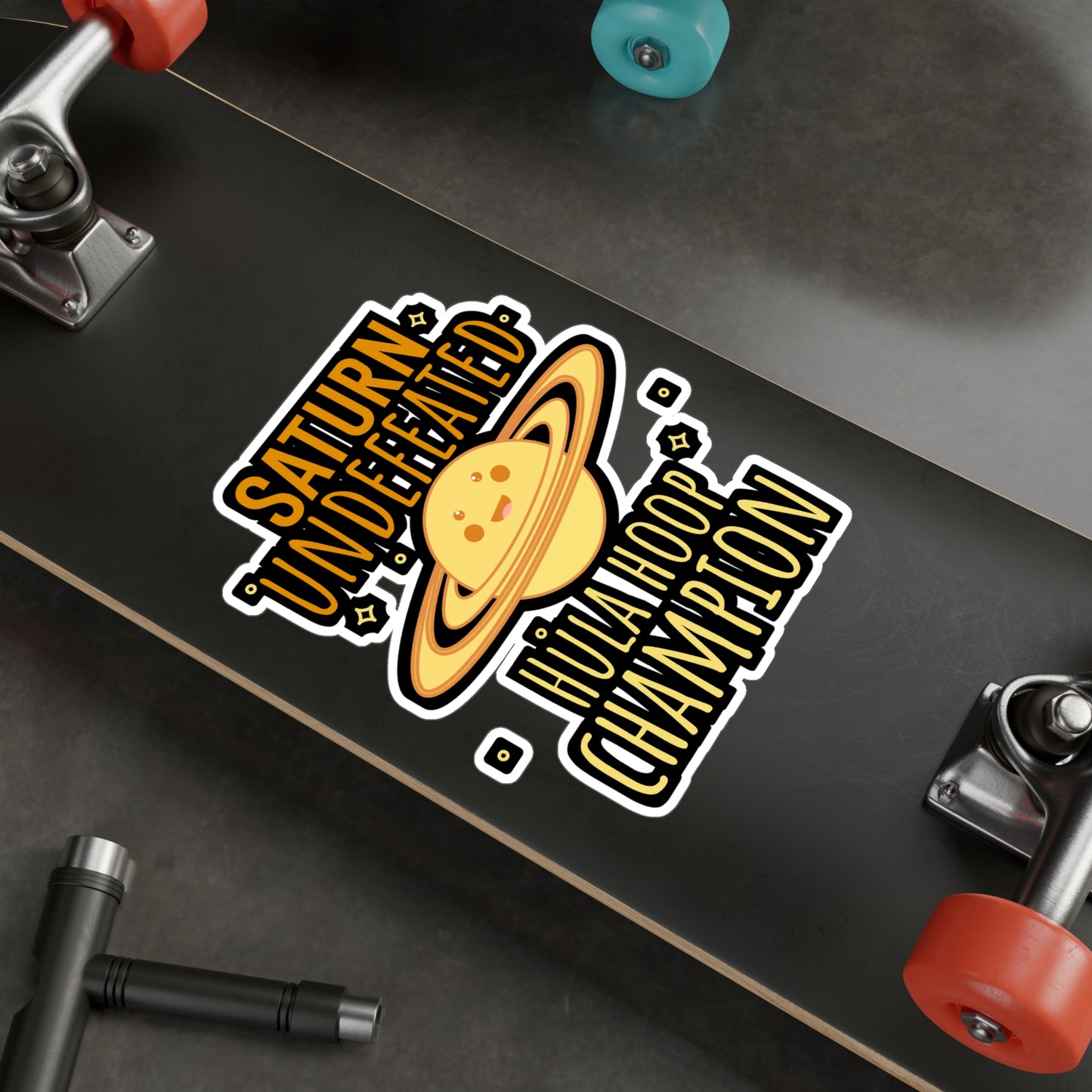 Saturn Undefeated Hula Hoop Champion - Astronaut Sticker for Wall, Laptop, Window, Truck, Car Astronaut Gift Vinyl Asteroid Decal Sticker