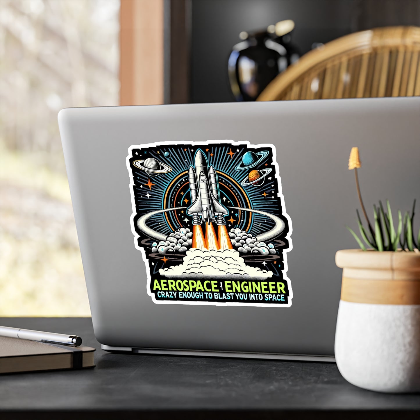 Aerospace Engineer Crazy Enough To Blast You Into Space - Aerospace engineer Sticker for Laptop Sticker. Water Bottle Sticker, Vinyl Space Decal - Aerospace engineer Gift