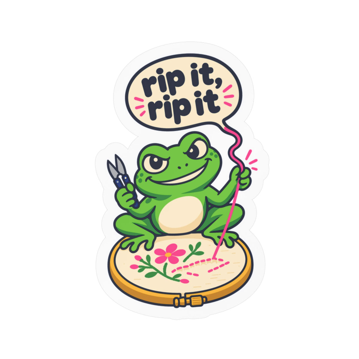 Embroidery Sticker - Rip It, Rip It Design for Needlework, Crafting and Stitching Fans, Decals for Laptop or Water Bottle