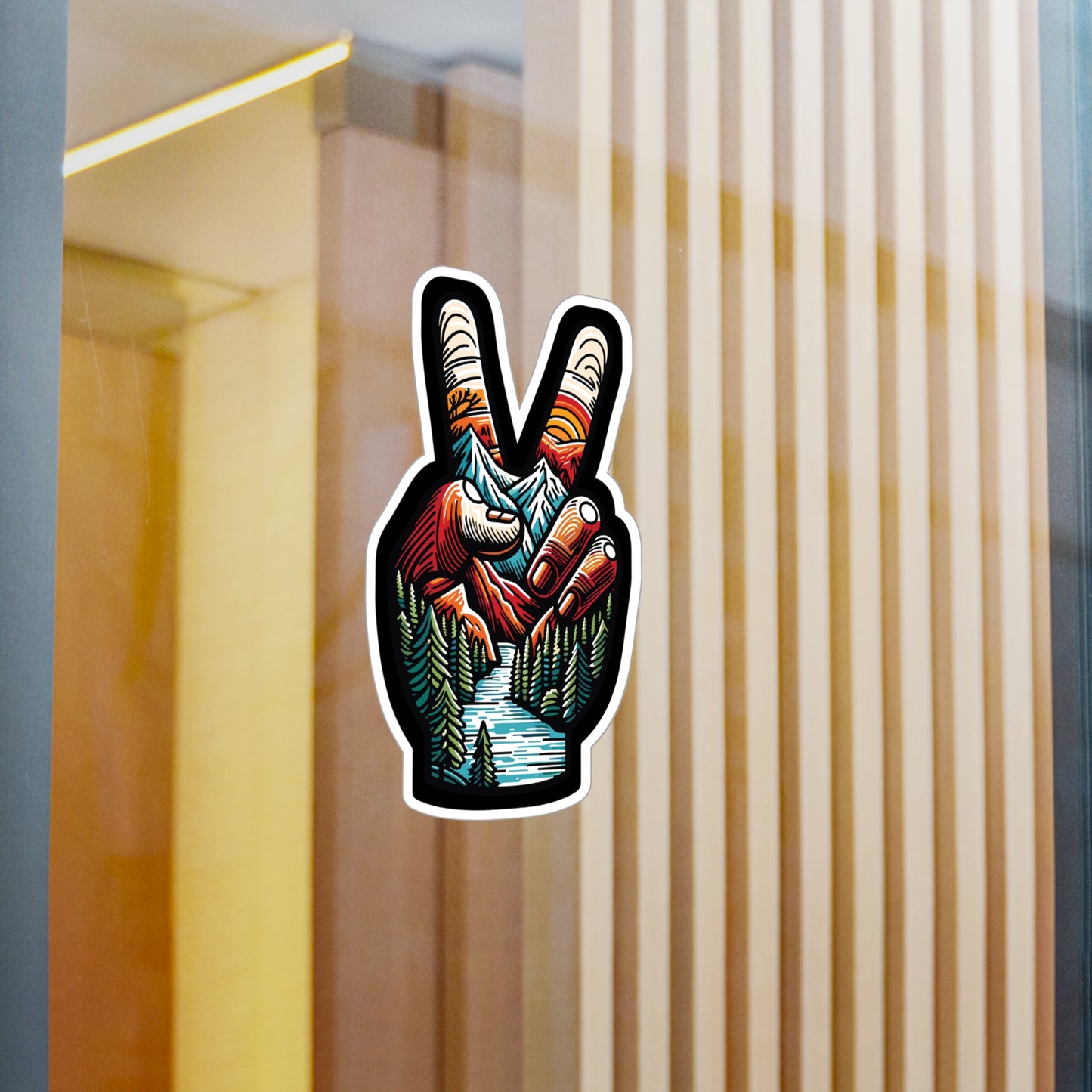 Peace Outdoor Forest Camping - Camping Sticker for Laptop, Wall Sticker. Water Bottle Sticker, Vinyl Adventure Decal - Camping Gift