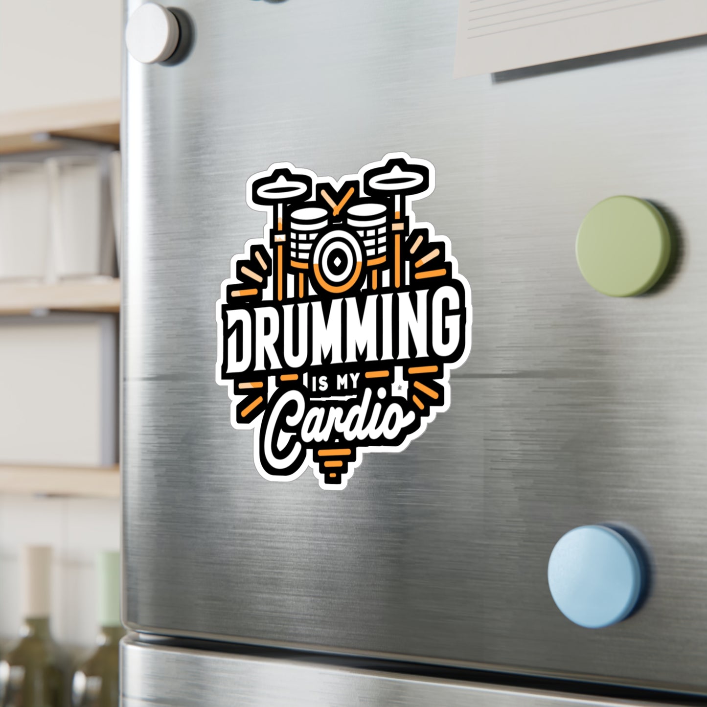 Drumming is my cardio - Audio-engineer Sticker for Laptop Sticker. Water Bottle Sticker, Vinyl Monitor Decal - Audio-engineer Gift