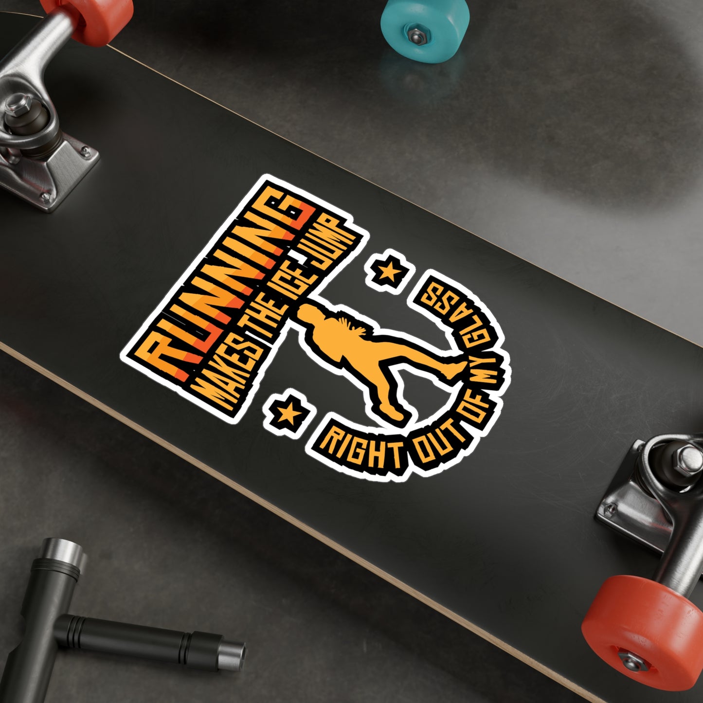 Running Makes The Ice Jump - Marathon Sticker for Laptop Sticker. Water Bottle Sticker, Vinyl Running Decal - Marathon Gift