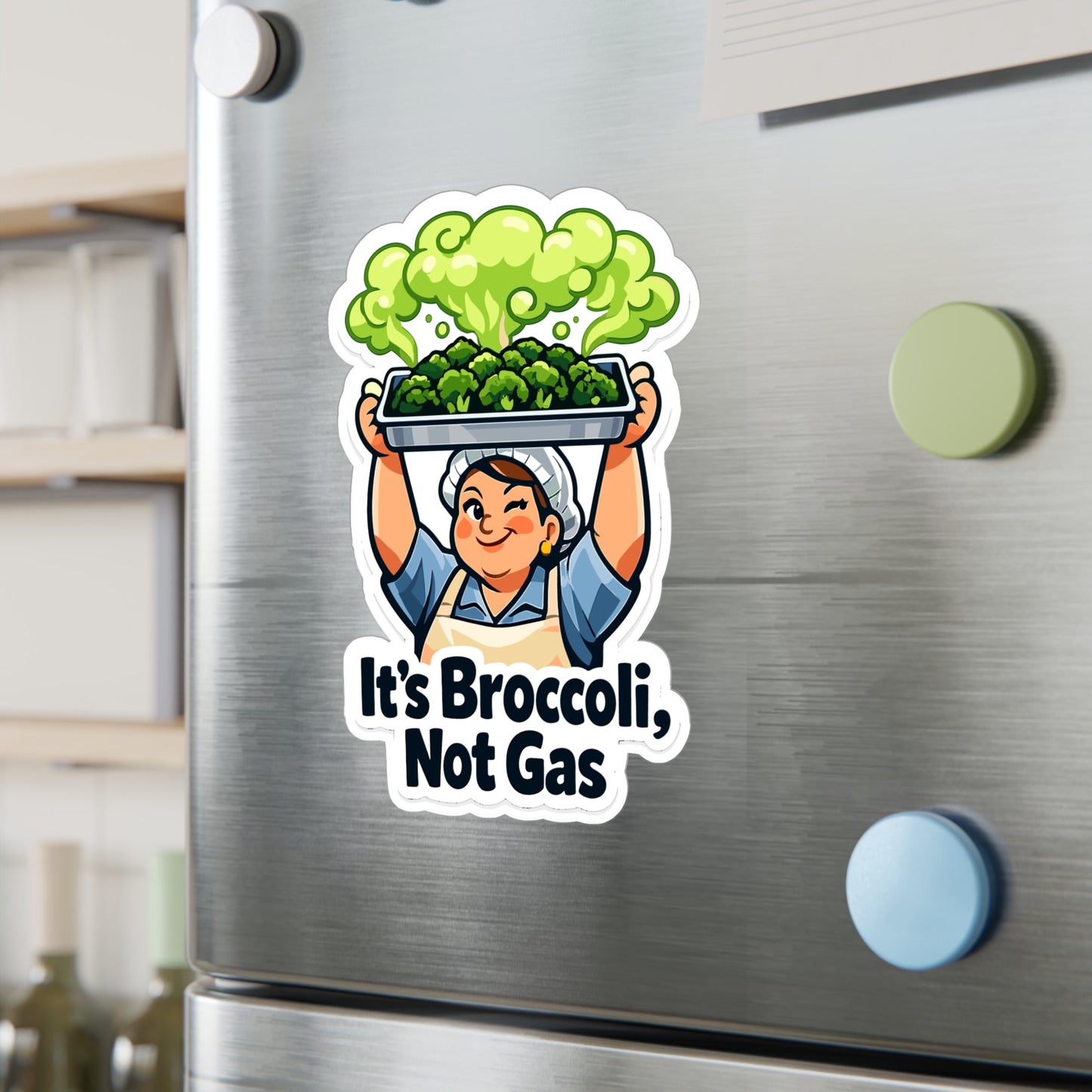 Lunch Lady Sticker It's Broccoli, Not Gas Funny School Canteen Decals Waterproof Vinyl for Laptop Water Bottle