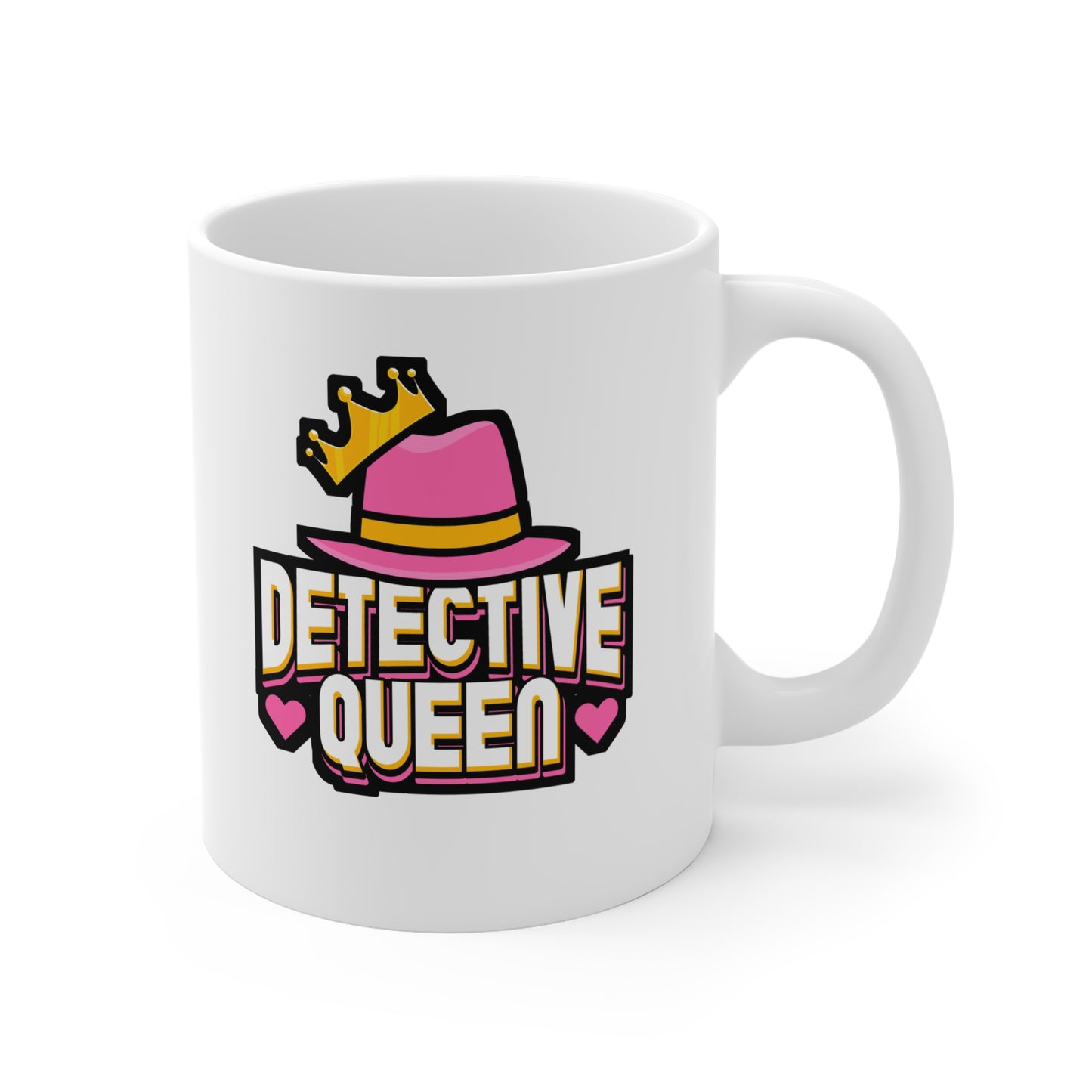 Detective Queen - Detective Mug for Coffee 11oz. Detective Cup, White ceramic, Spying Mug, Investigator Tea Cup - Detective Gift