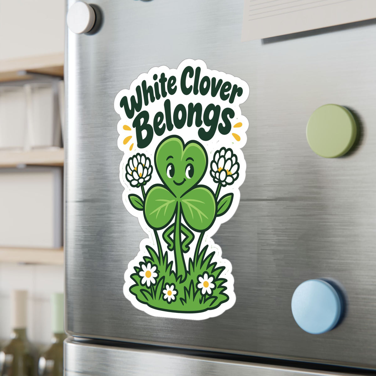 Plants Sticker – White Clover Belongs, Clover and Dandelion Decals Inspired by Nature and Friendship for Laptop or Water Bottle