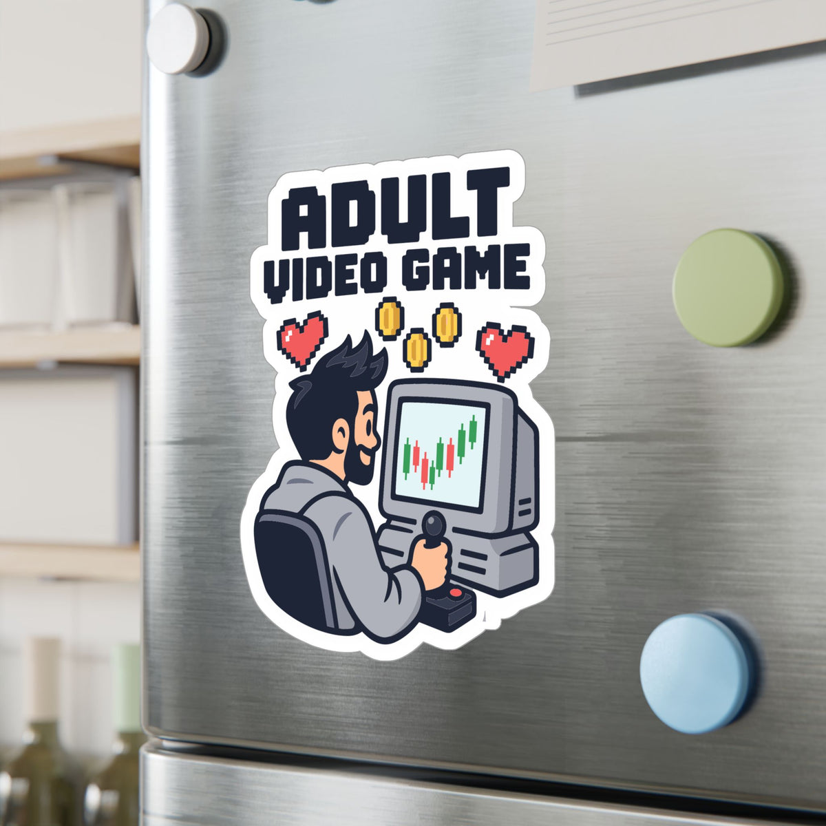 Day Trading Sticker - Adult Video Game Design for the Stock Market and Forex Trader, Laptop and Water Bottle Decals