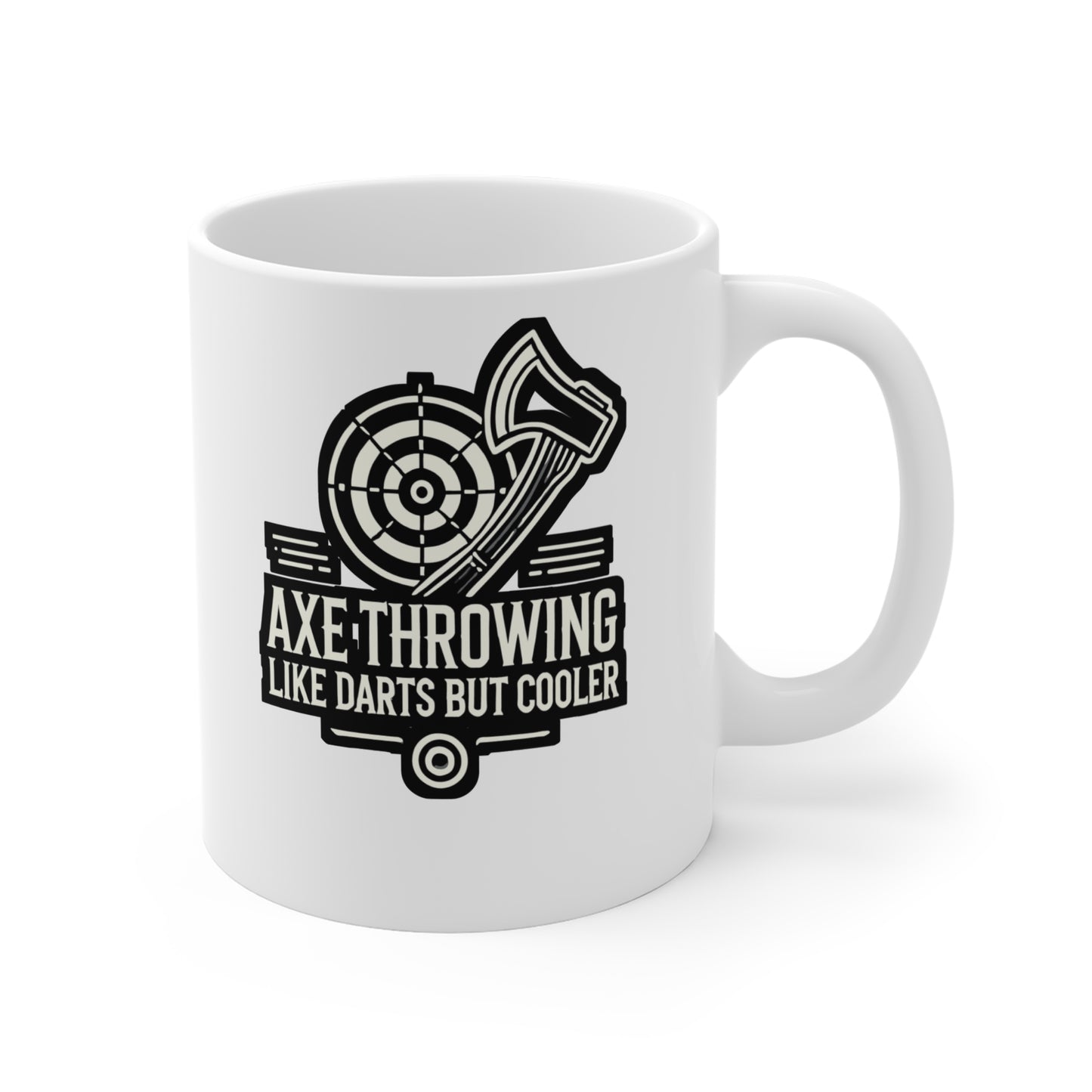 Axe Throwing Like Darts But Cooler  - Axe-throwing Mug for Coffee 11oz. Axe-throwing Cup, White ceramic, Knife Mug - Axe-throwing Gift