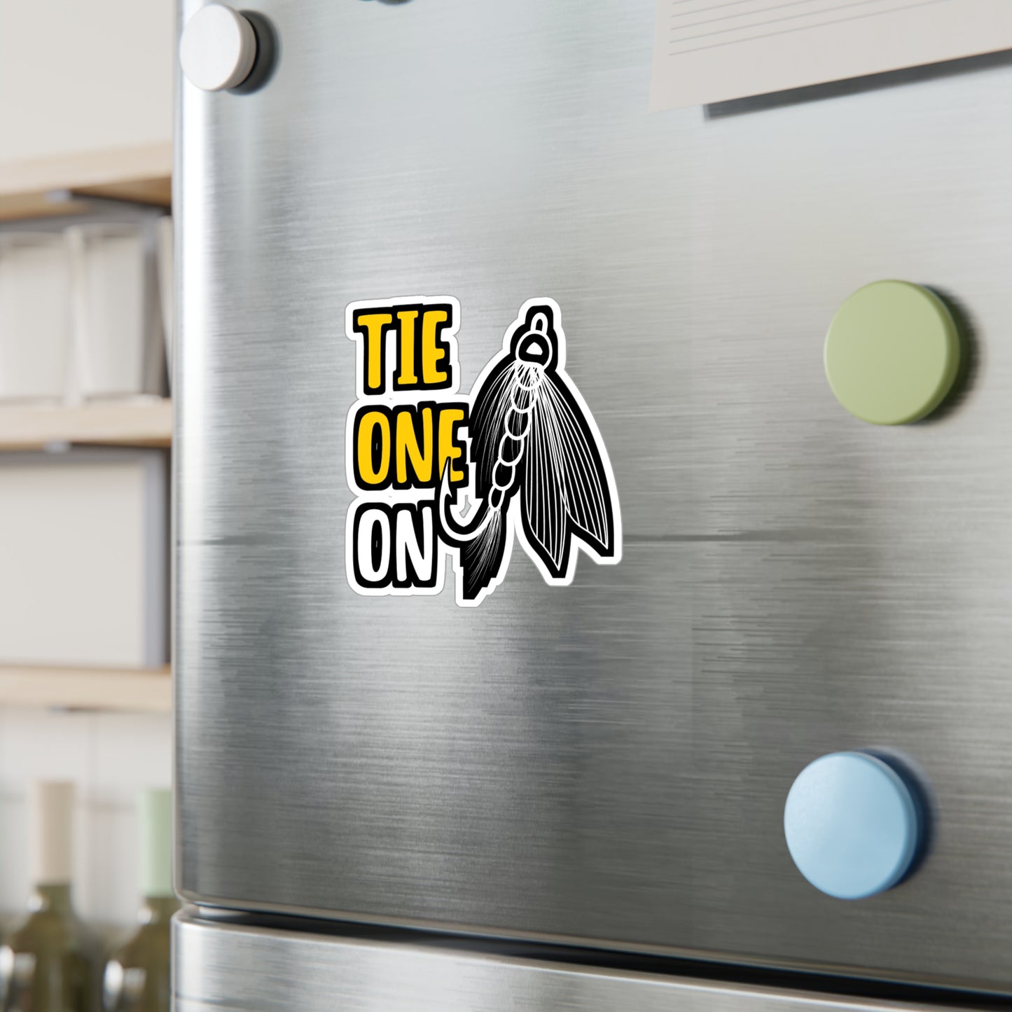 Tie One On Fly Fishing | Fishing Sticker | Angling Decals | Lake Laptop Sticker | Fishing Gift | Angling Gift