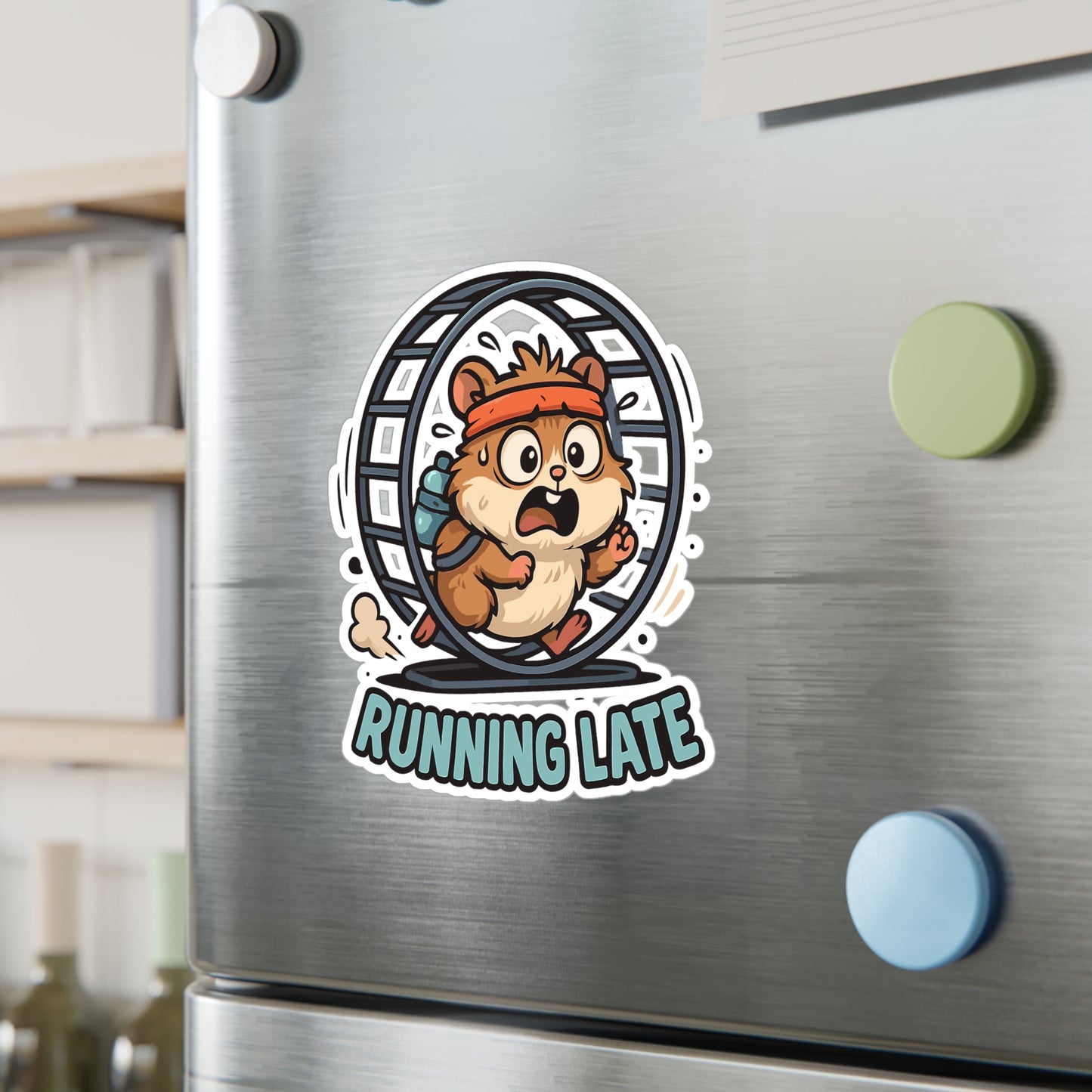Hamster Sticker – Funny "Running Late" Vinyl Decals for Laptop, Water Bottle, Procrastination & Urgency Stress Gift, Waterproof