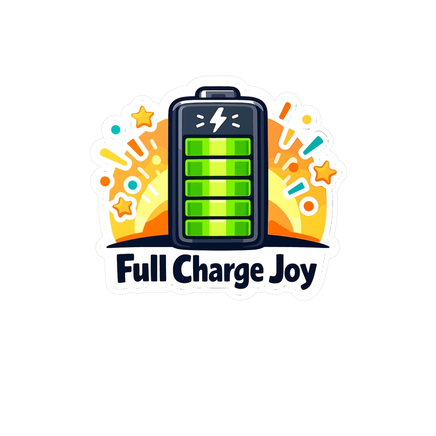 E-Bike Sticker Full Charge Joy Electric Bike Ecycling Design, Waterproof Vinyl Decals for Laptop, Water Bottle, E Cyclist Gift