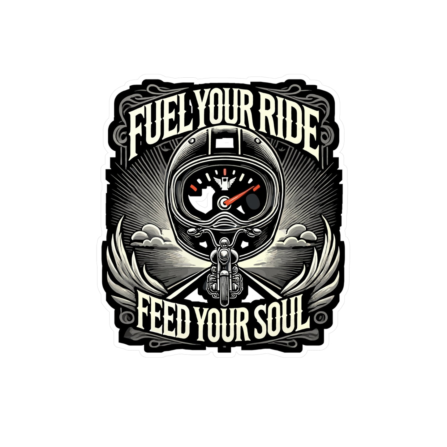 Fuel Your Ride Feed Your Soul - Motorcycle Sticker for Laptop Sticker. Water Bottle Sticker, Vinyl Biker Decal - Motorcycle Gift