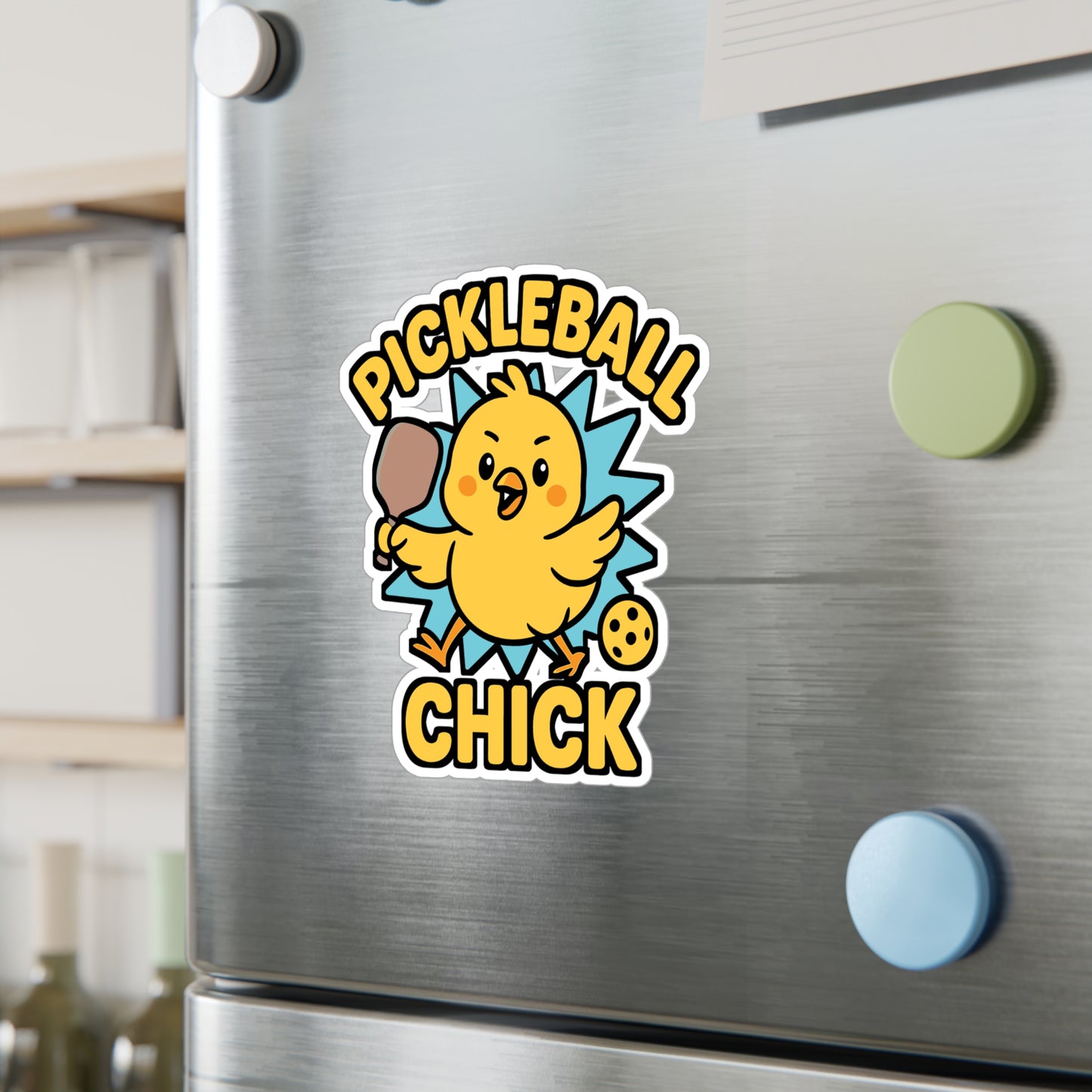 Pickleball Sticker – “Pickleball Chick” Bird Paddle Decals, Feathered Design, Waterproof Vinyl for Laptop or Water Bottle