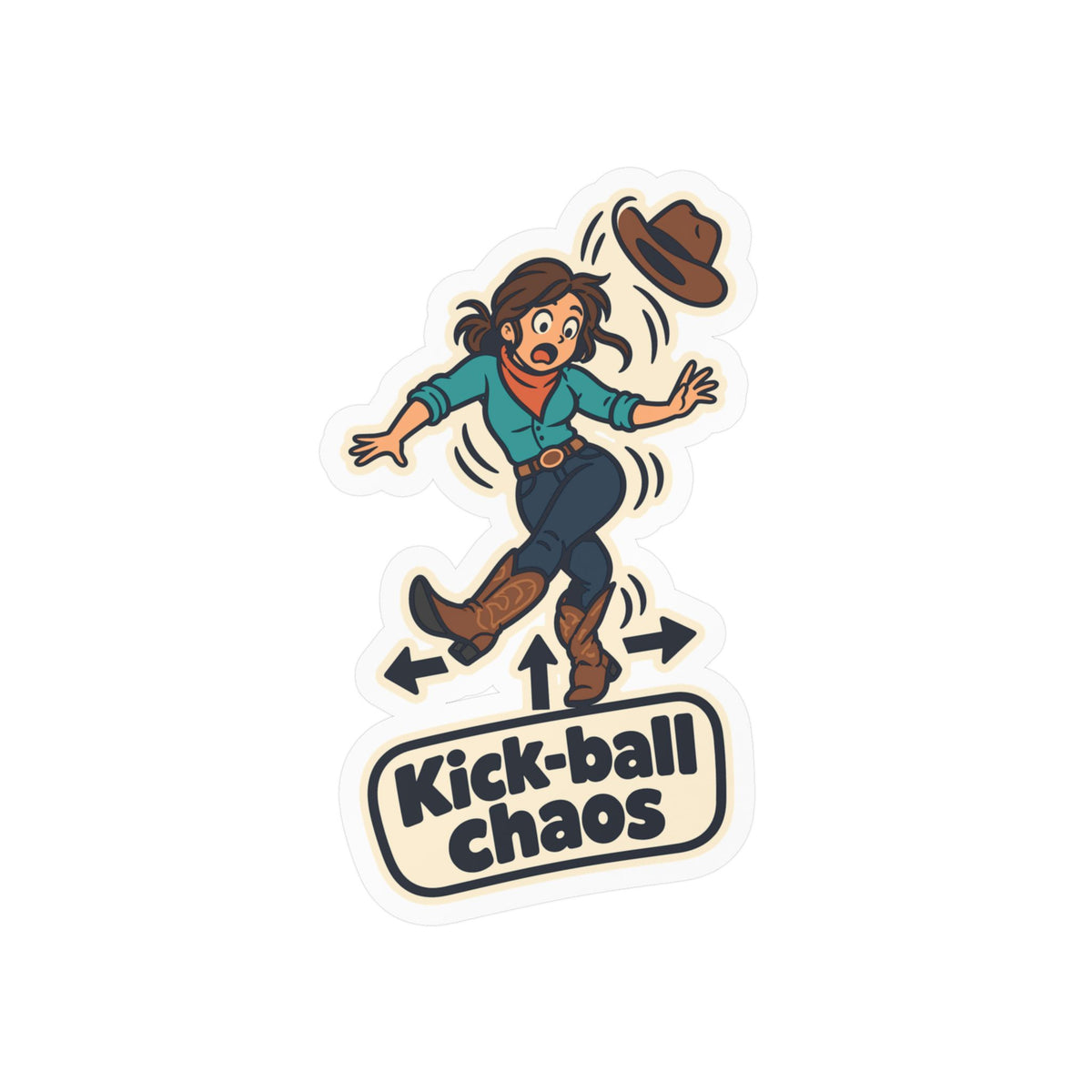 Line Dance Sticker – Kick-ball Chaos Decals for the Country Dancer, Western Style for Laptop and Water Bottle