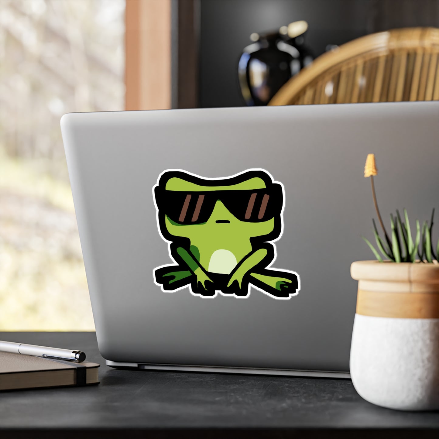 Frog with Sunglasses - Frog Sticker for Car Wall Window Laptop Sticker. Water Bottle Sticker, Vinyl Sunglasses Decal, Cool Sticker - Frog Gift