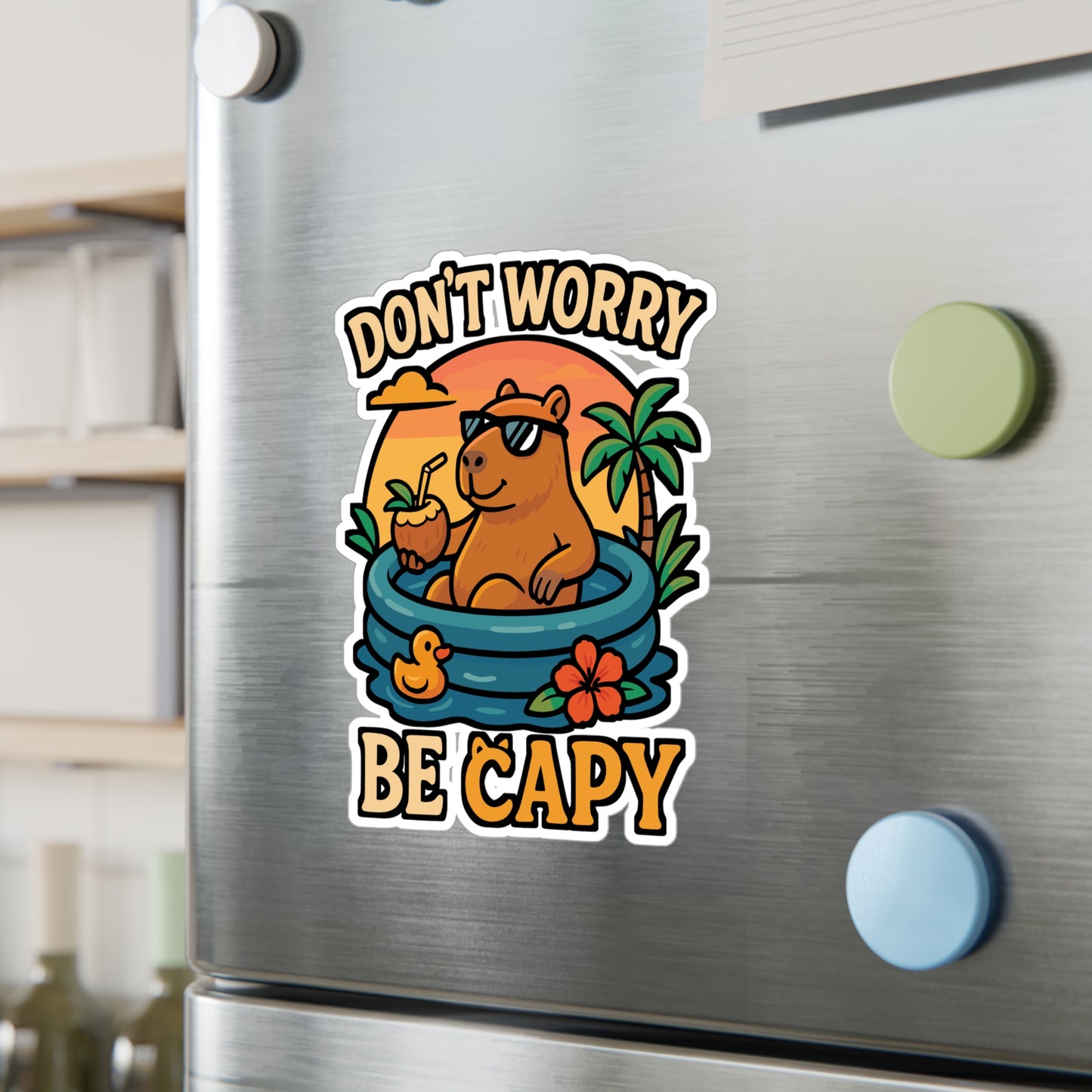 Don't Worry Be Capy – Capybara Sticker for Laptop, Car Window or Water Bottle | Funny Rodent Vinyl Decal, Capy Gift Idea