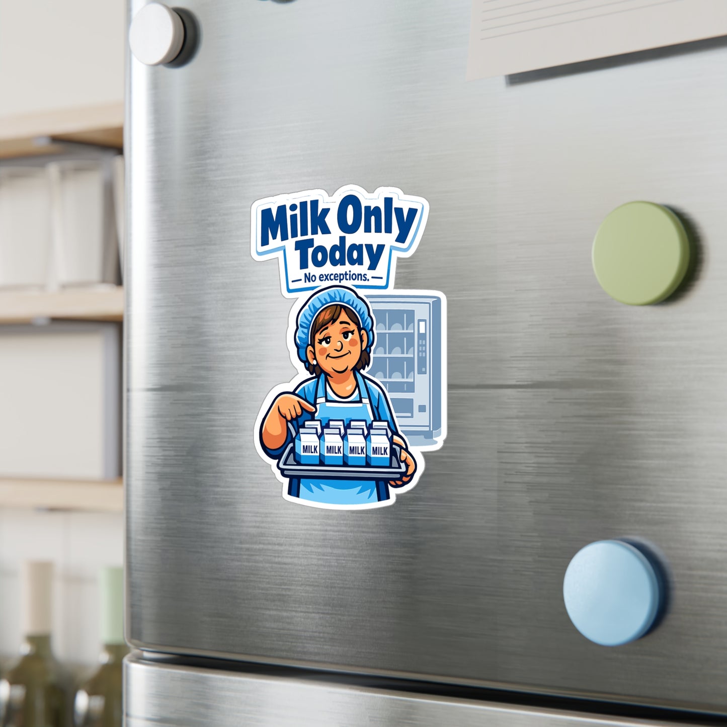 Lunch Lady Sticker "Milk Only Today" Funny School Canteen Design Waterproof Vinyl decals for Laptop, Water Bottle