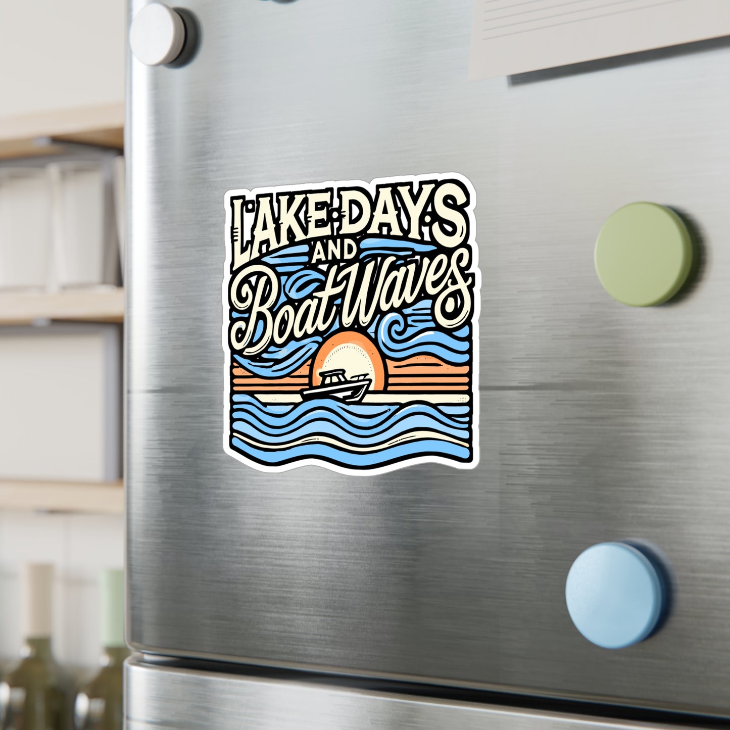 Lake Days & Boat Waves – Vinyl Boating Sticker for Laptop or Water Bottle | Lake Lover Gift, Boating Decal