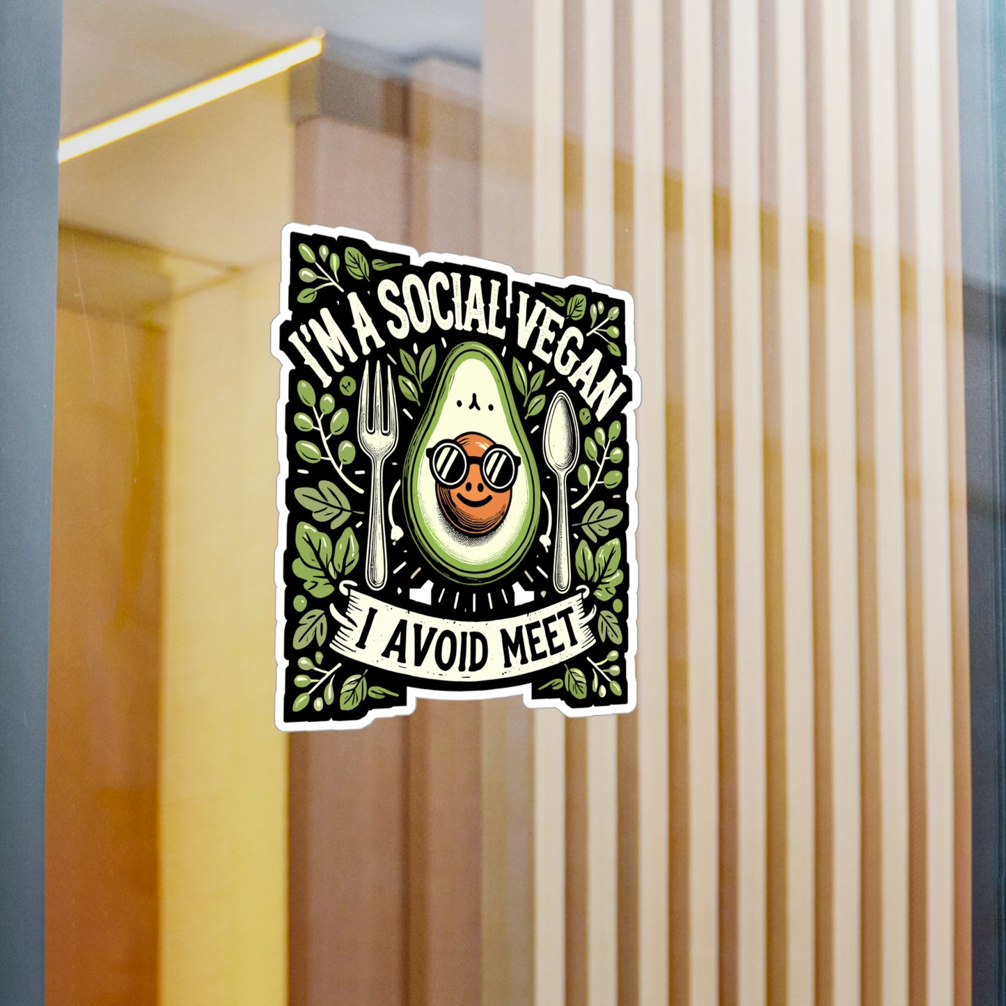 I'm A Social Vegan I Avoid Meet - Vegan Sticker for Laptop Sticker. Water Bottle Sticker, Vinyl Vegetarian Decal - Vegan Gift