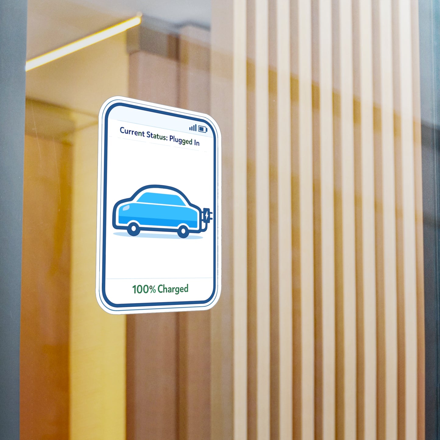Electric Car Sticker "Current Status: Plugged In" – Waterproof Vinyl decals for Laptop, Water Bottle, Electric Vehicle Rechargeable Battery