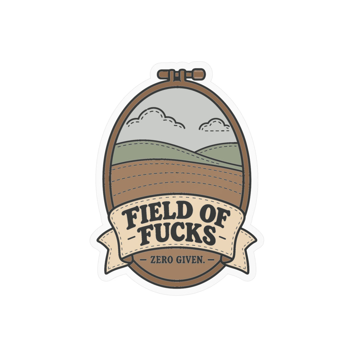 Embroidery Sticker - Field Of Fucks Design for Needlework and Stitching Fans, Crafting Decals for Laptop or Water Bottle
