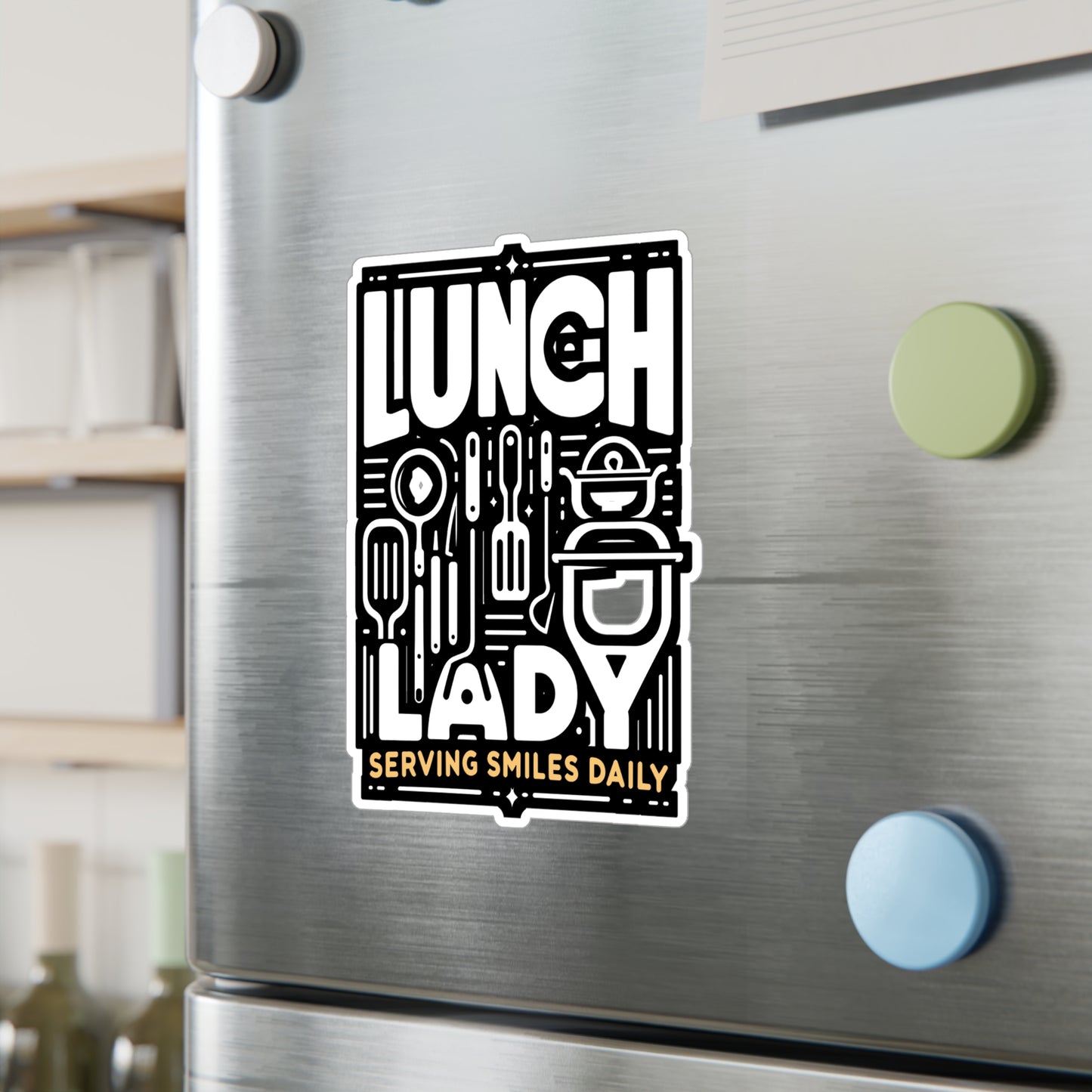 Lunch Lady Serving smiles daily  - Lunch lady Sticker for Laptop Sticker. Water Bottle Sticker, Vinyl Lunch Decal - Lunch lady Gift